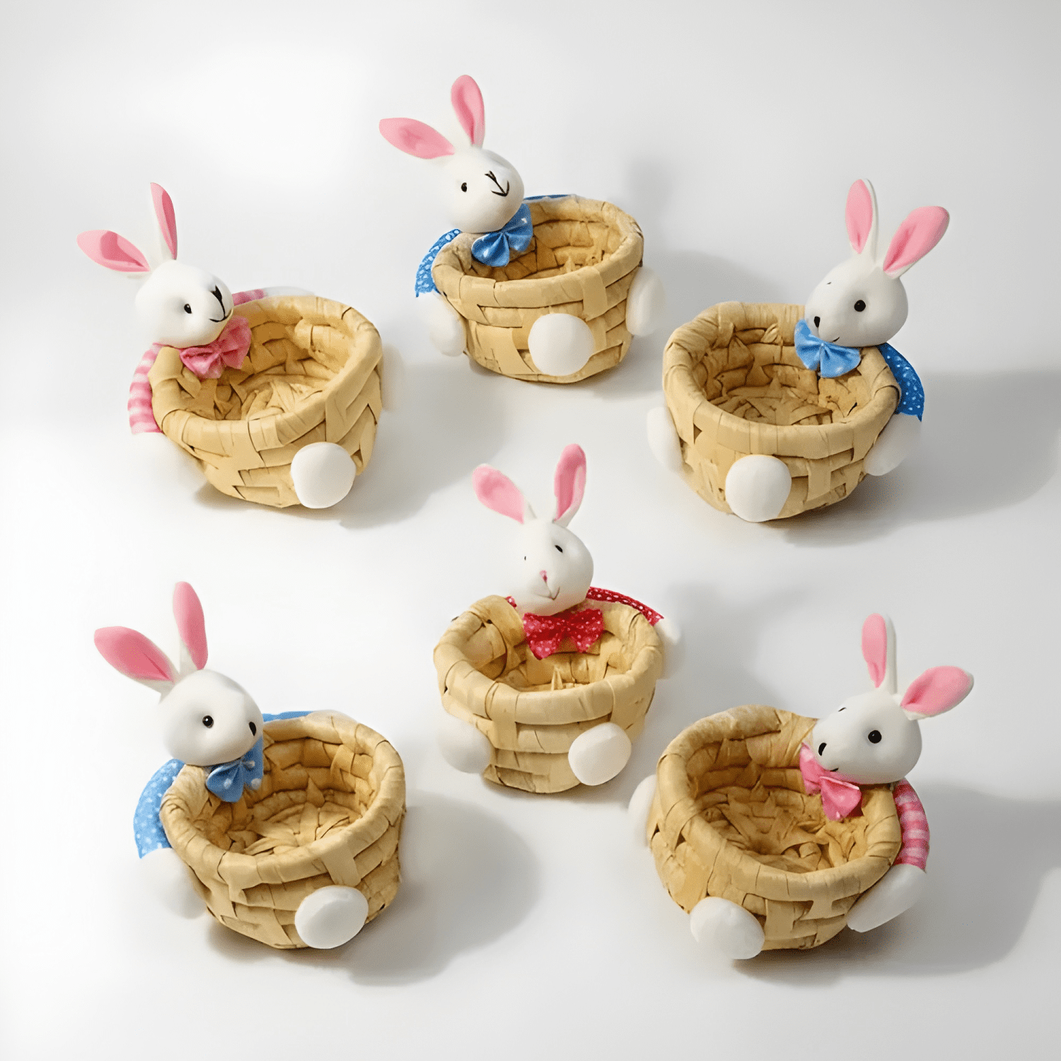 12 cestas de mimbre diseño conejo Pascua Resurrección #2-0