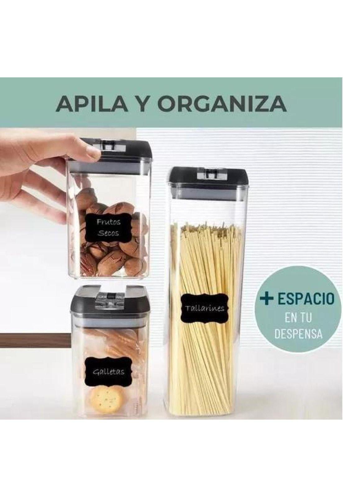 Set de 7 contenedores herméticos de plástico para cocina y despensa-5