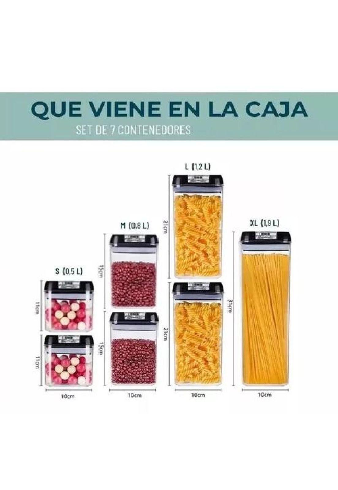 Set de 7 contenedores herméticos de plástico para cocina y despensa-6