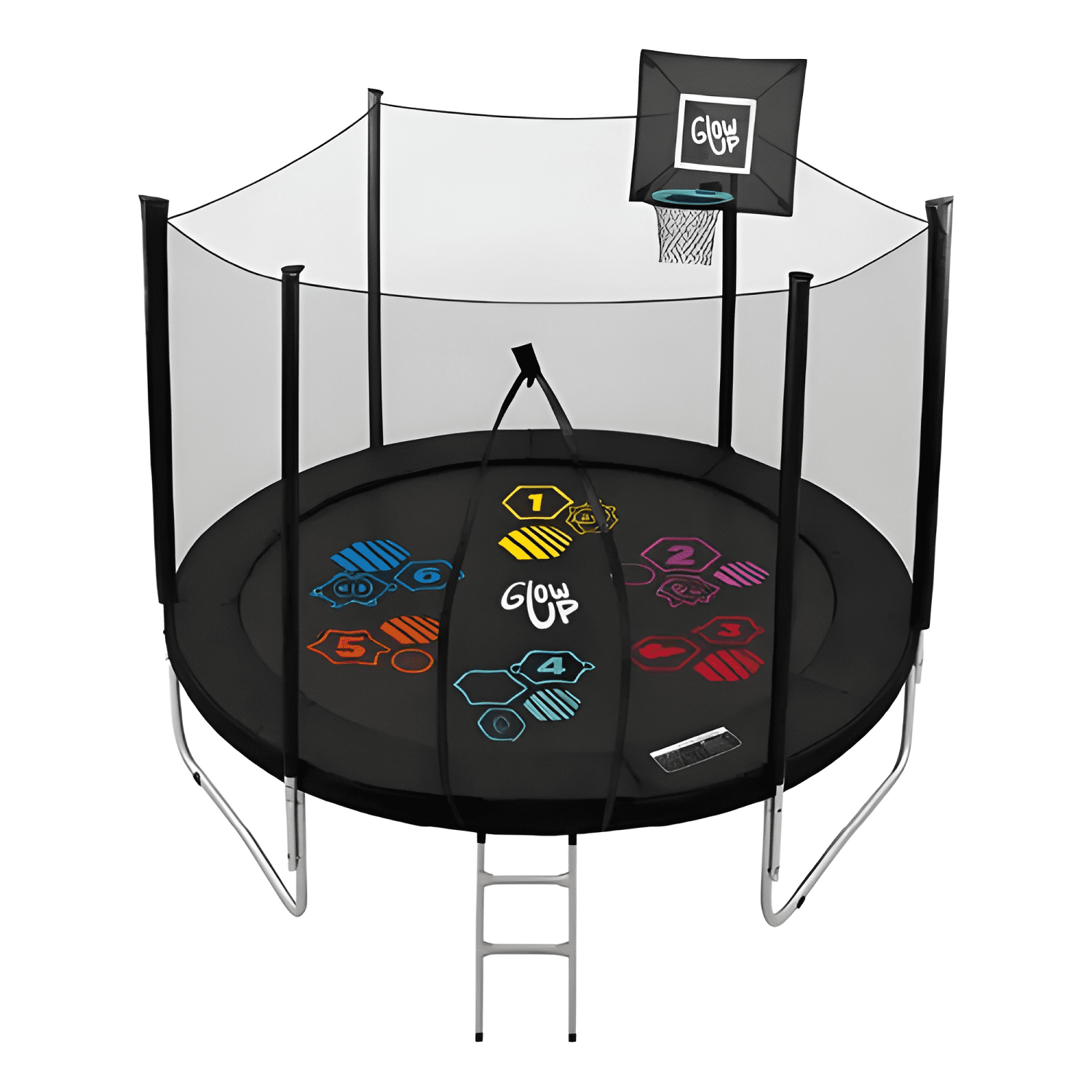 Cama elástica Glowup con aro de básquet 2,44 m-0