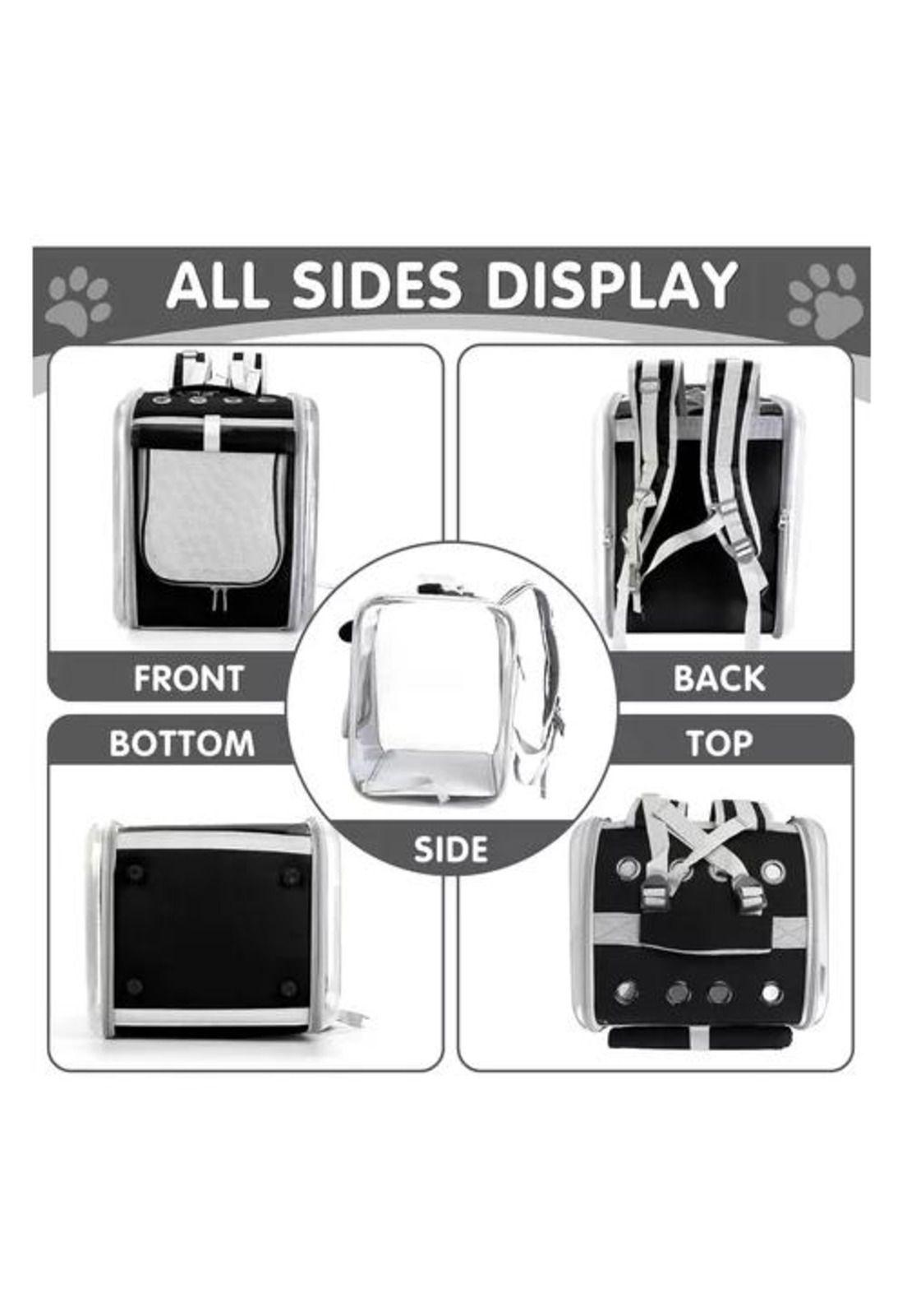 Bolso mochila porta perros jaula transporte perros y gatos negro-6