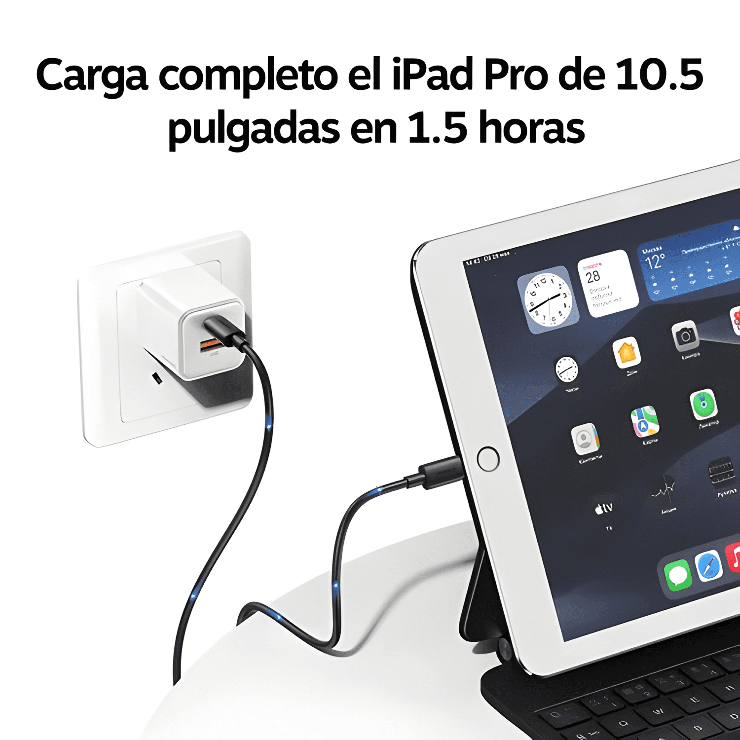 Cable para lightning 30w para iphone 8 a 14 largo 1 Negro-2
