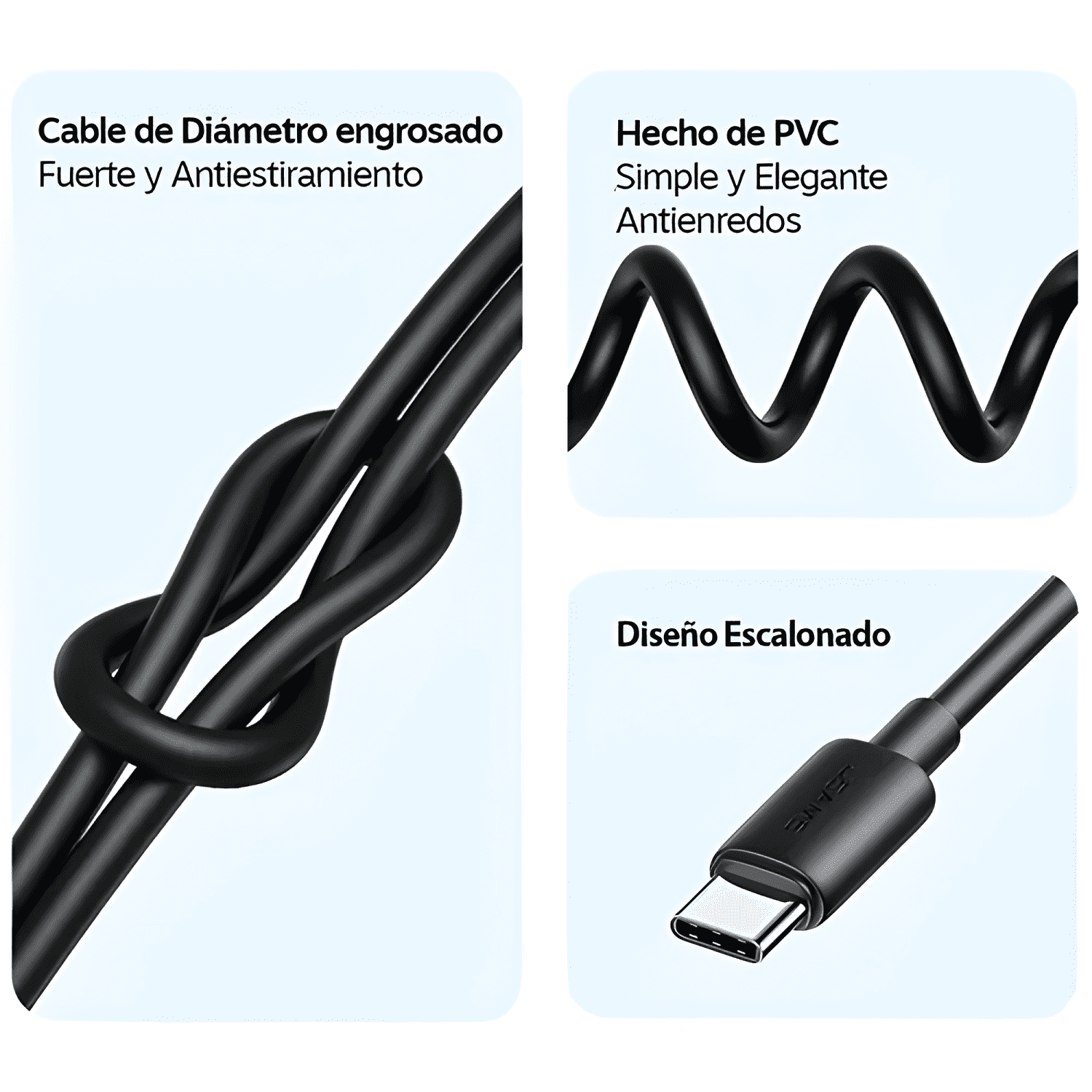 Cable para lightning 30w para iphone 8 a 14 largo 1 Negro-3