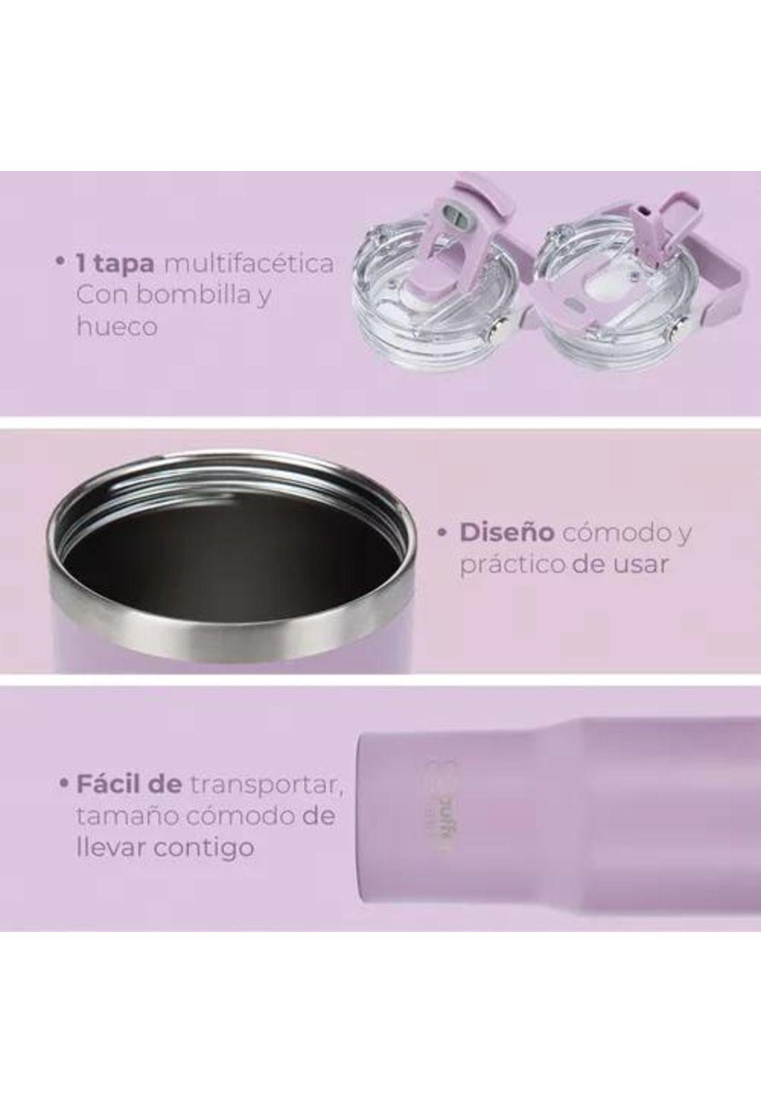 Vaso tumbler mug térmico, botella de agua, buffer, acero inoxidable, lila-4