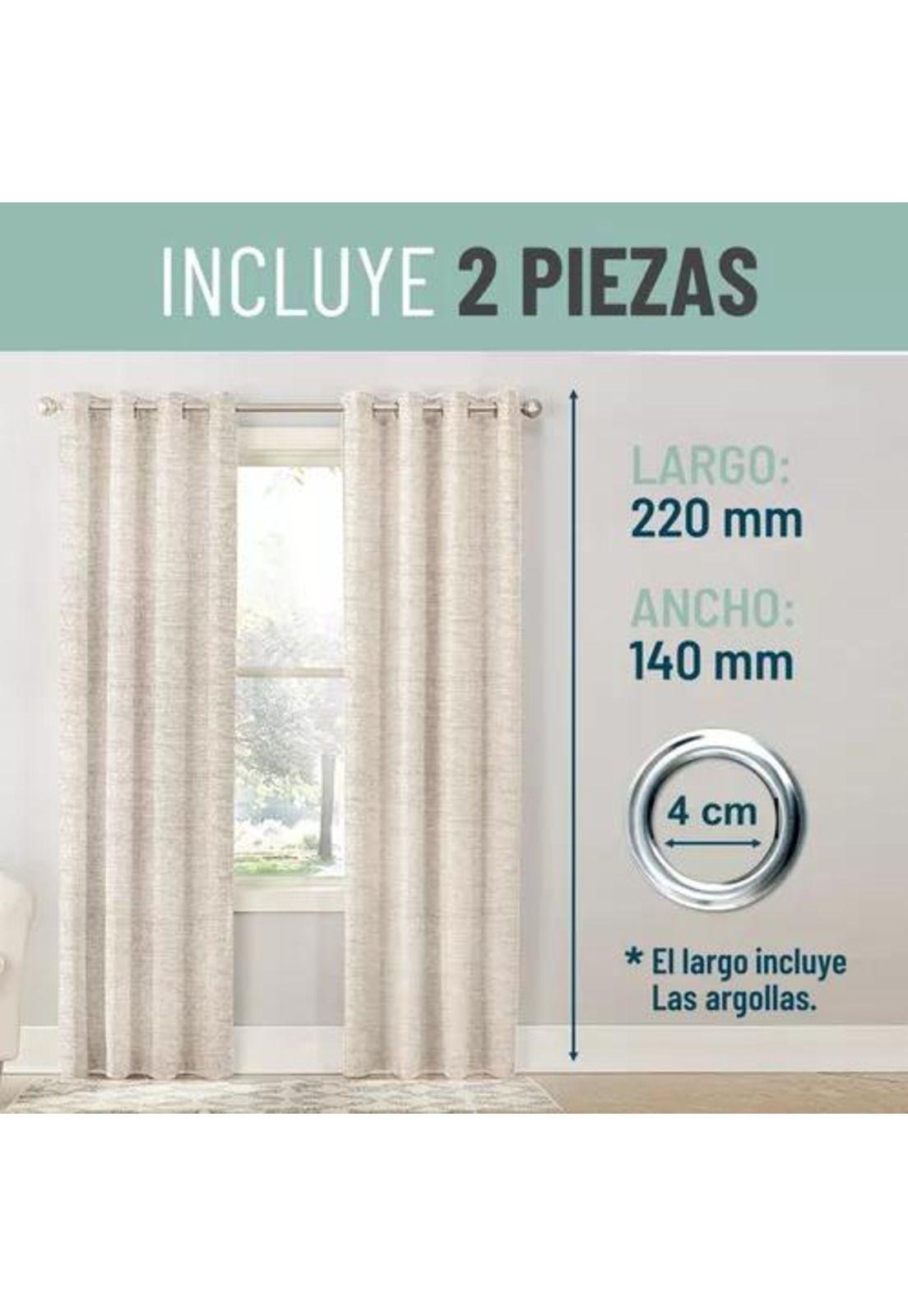 Cortina Blackout 100% 2 Paños 140x220cm Textura Lino Crudo-2