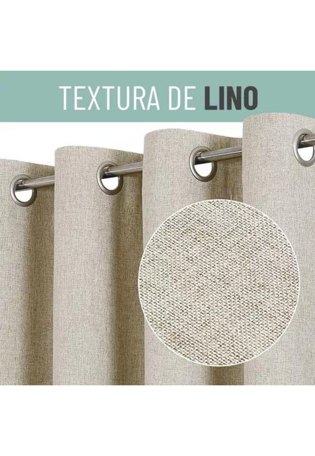 Cortina Blackout 100% 2 Paños 140x220cm Textura Lino Crudo-3