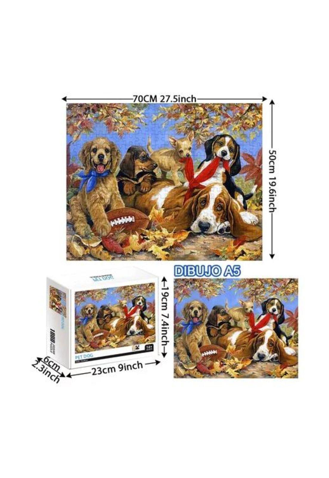 Rompecabezas 70x50cm lindo patrón perro multicolor-2