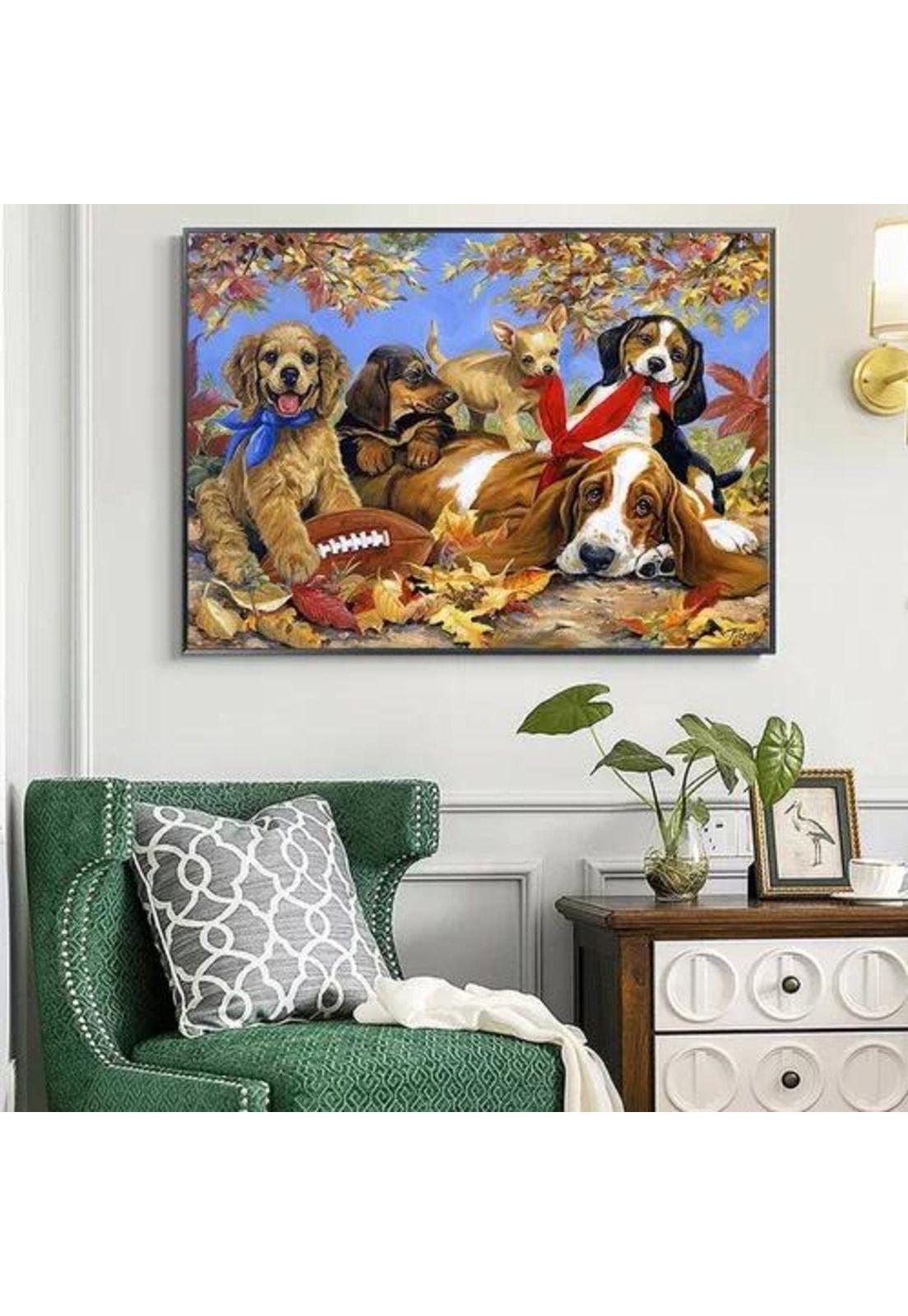 Rompecabezas 70x50cm lindo patrón perro multicolor-3
