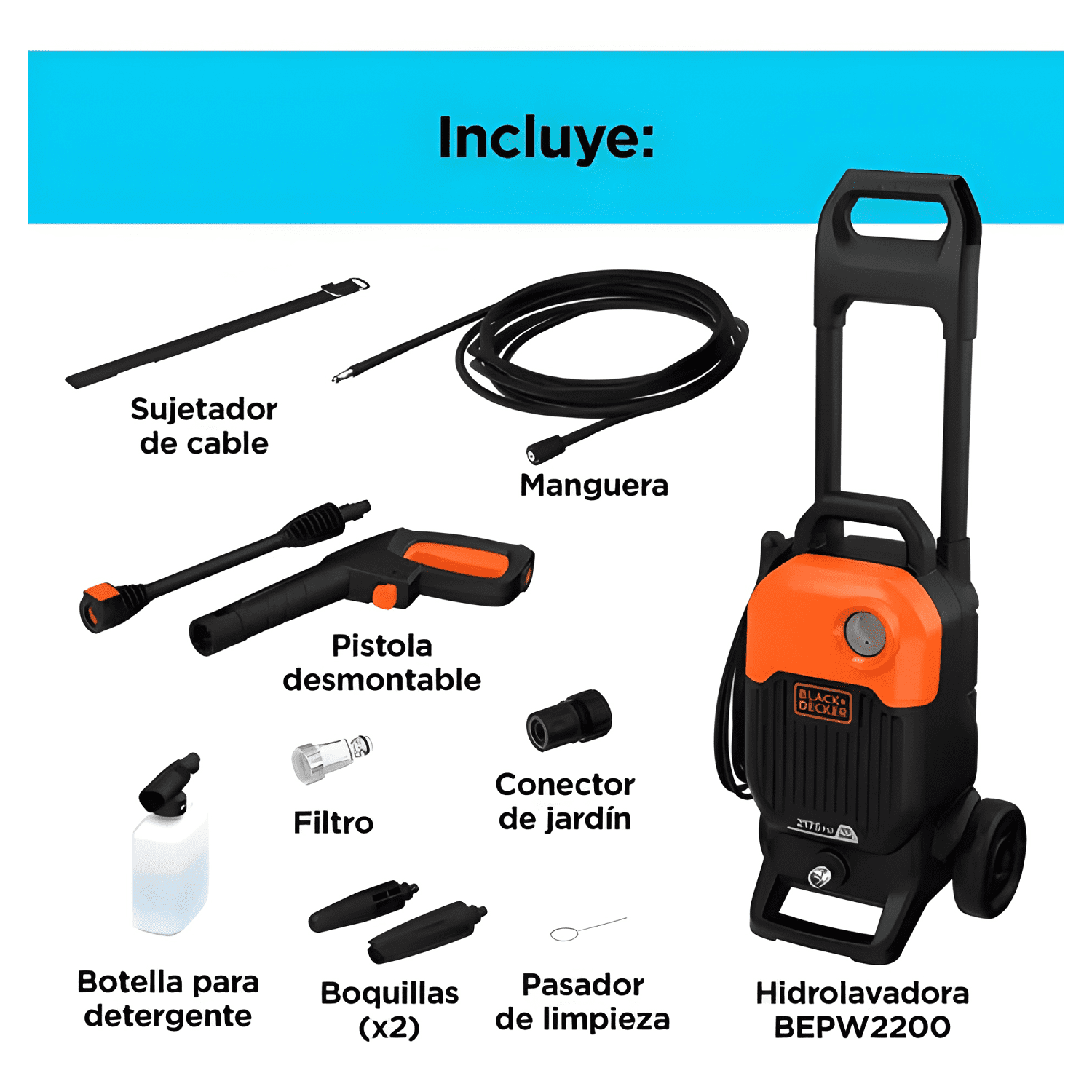 Hidrolavadora Alta Presión 2175PSI BLACK+DECKER Naranja #9-3