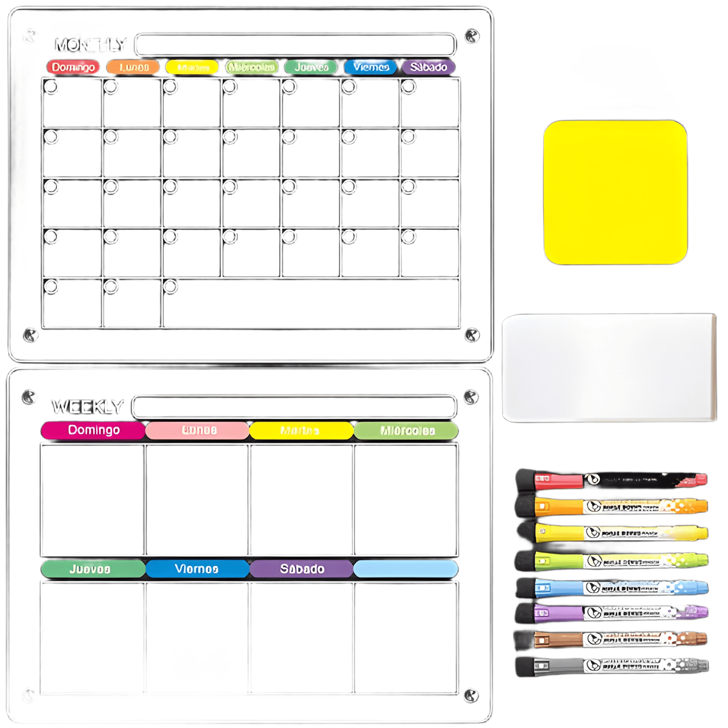 Pack 2 pizarras planner mensual - semanal, imán #7-0