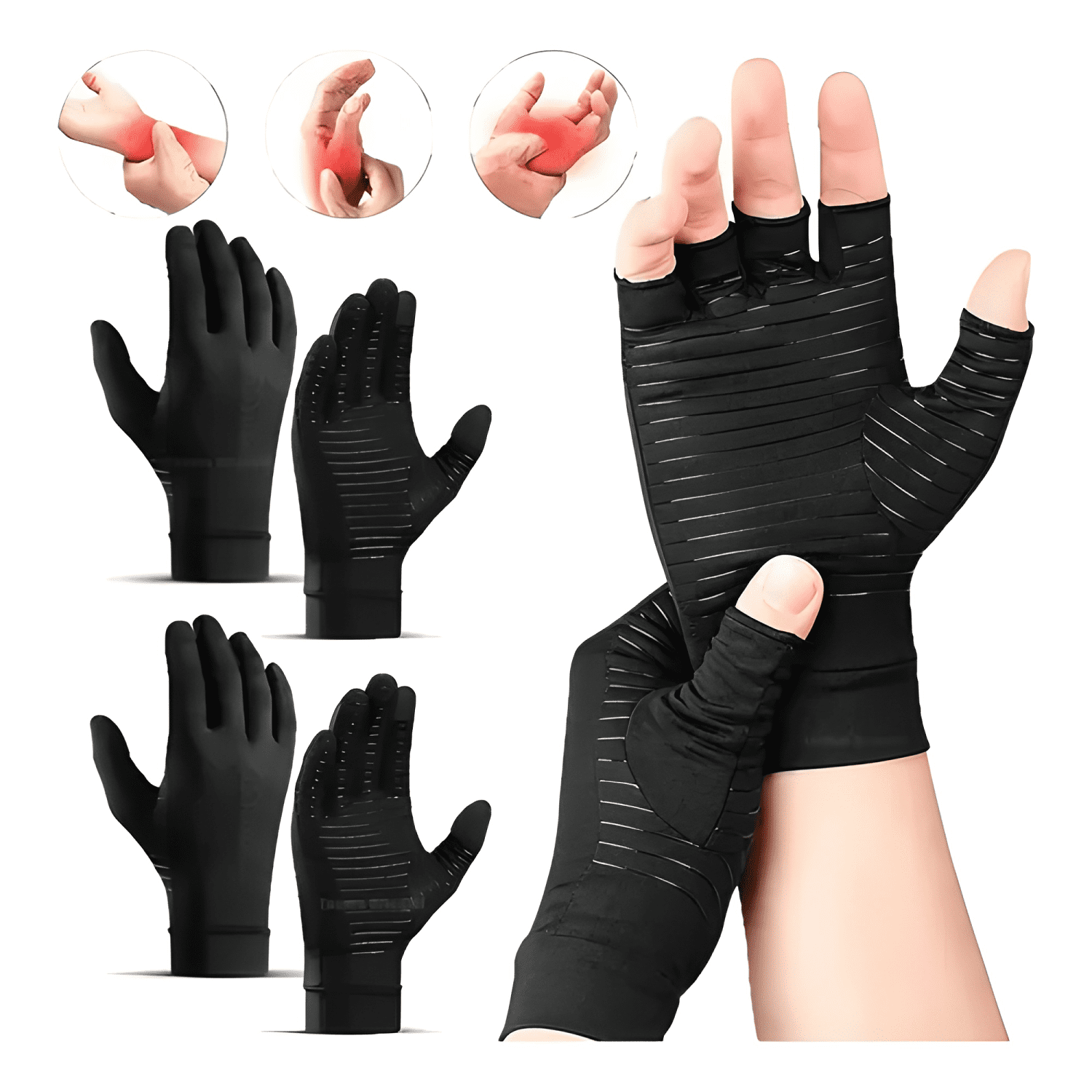 Guantes de cobre de compresión artritis y tendinitis #2-0