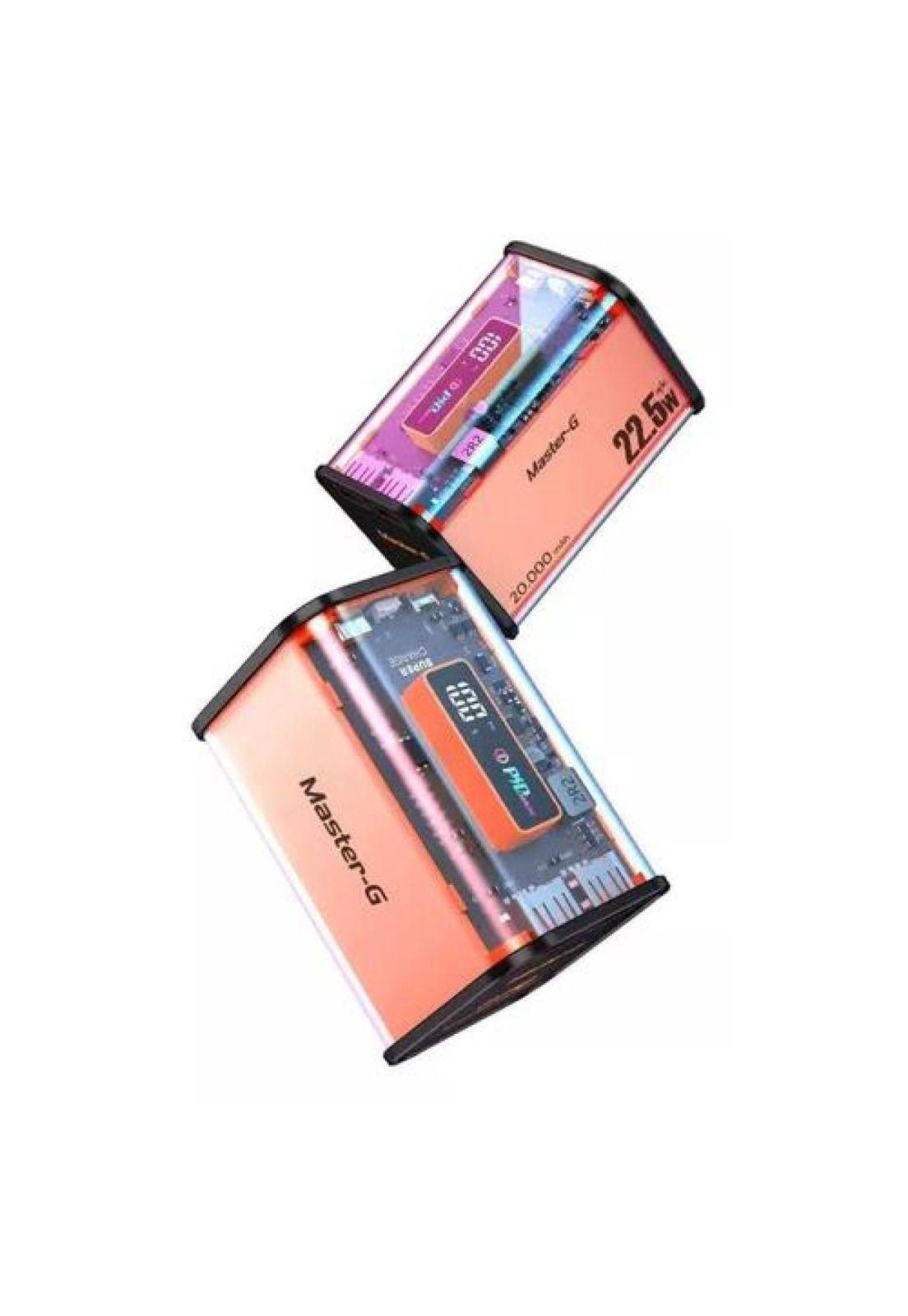 Batería externa power bank 20,000 mAh, carga rápida, color naranjo-2