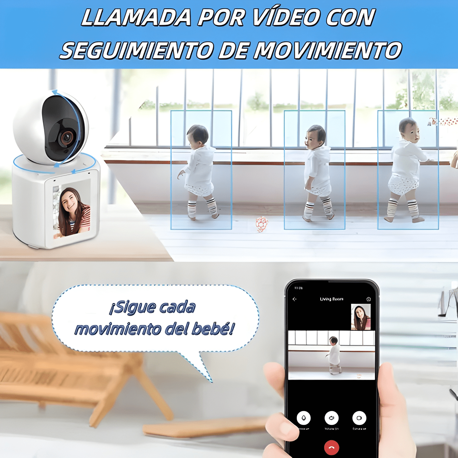 Camara de Videollamadas Interior Wifi 1080p Pantalla Hd 2.8-3