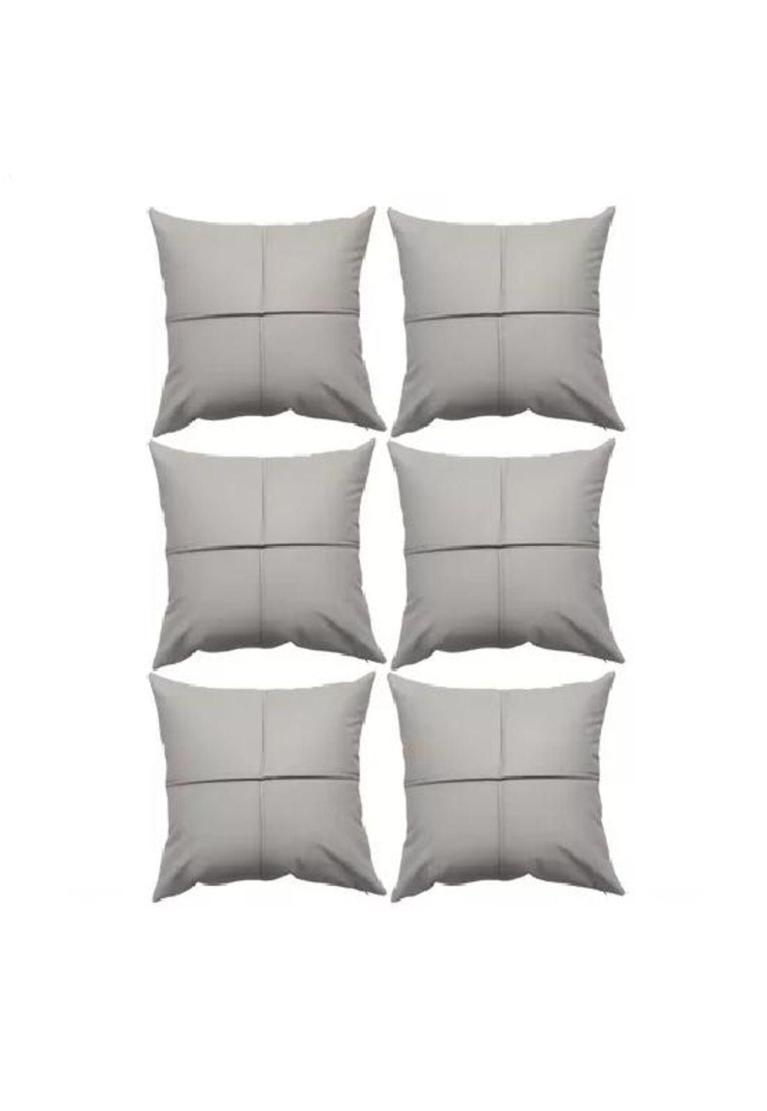 Pack 6 fundas de cojines almohada eco-cuero impermeable 43 cm color gris claro-2
