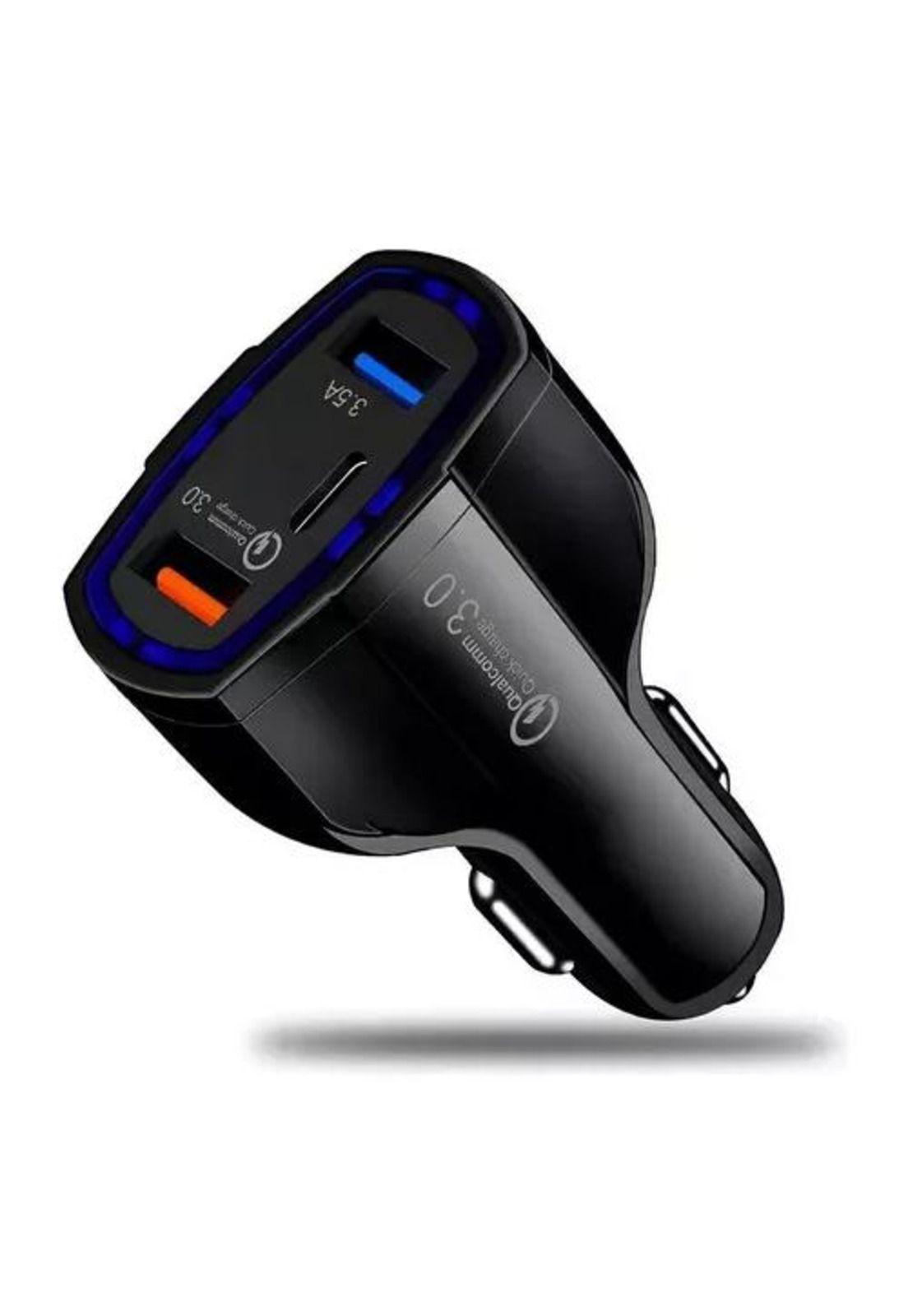 Cargador rápido auto doble USB y tipo C QC3.0 negro-5