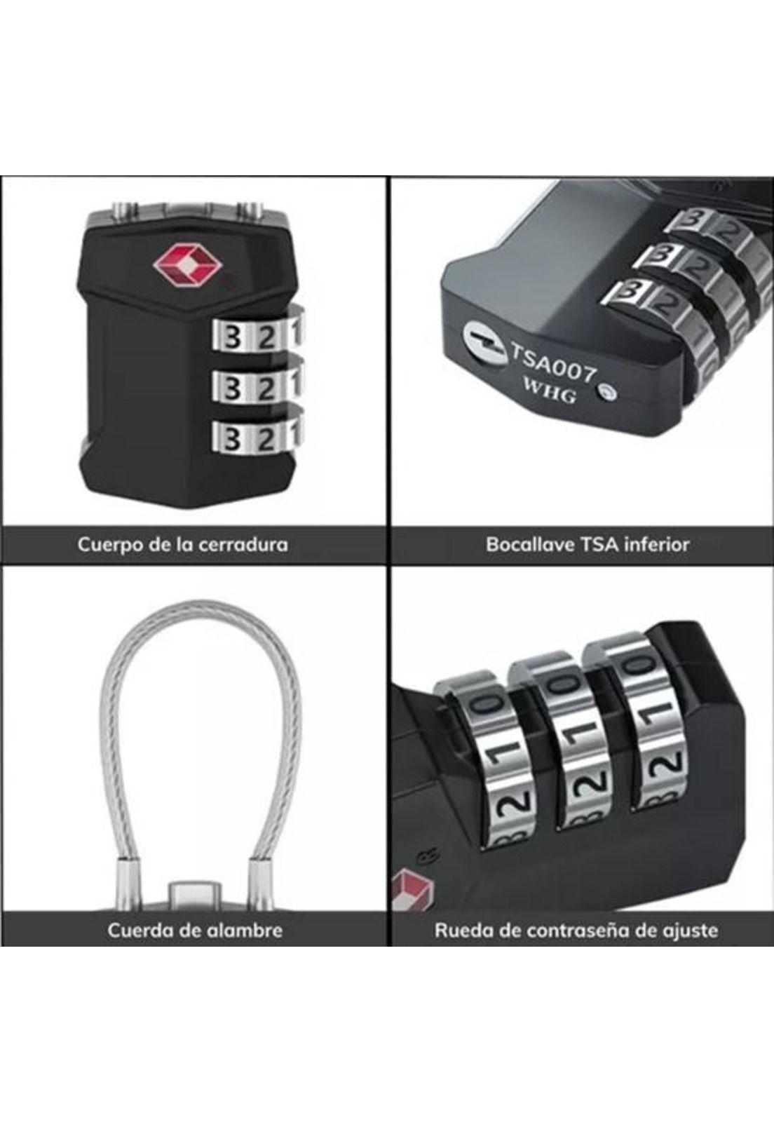 Candado de seguridad con cable de acero y clave de 3 dígi...-4