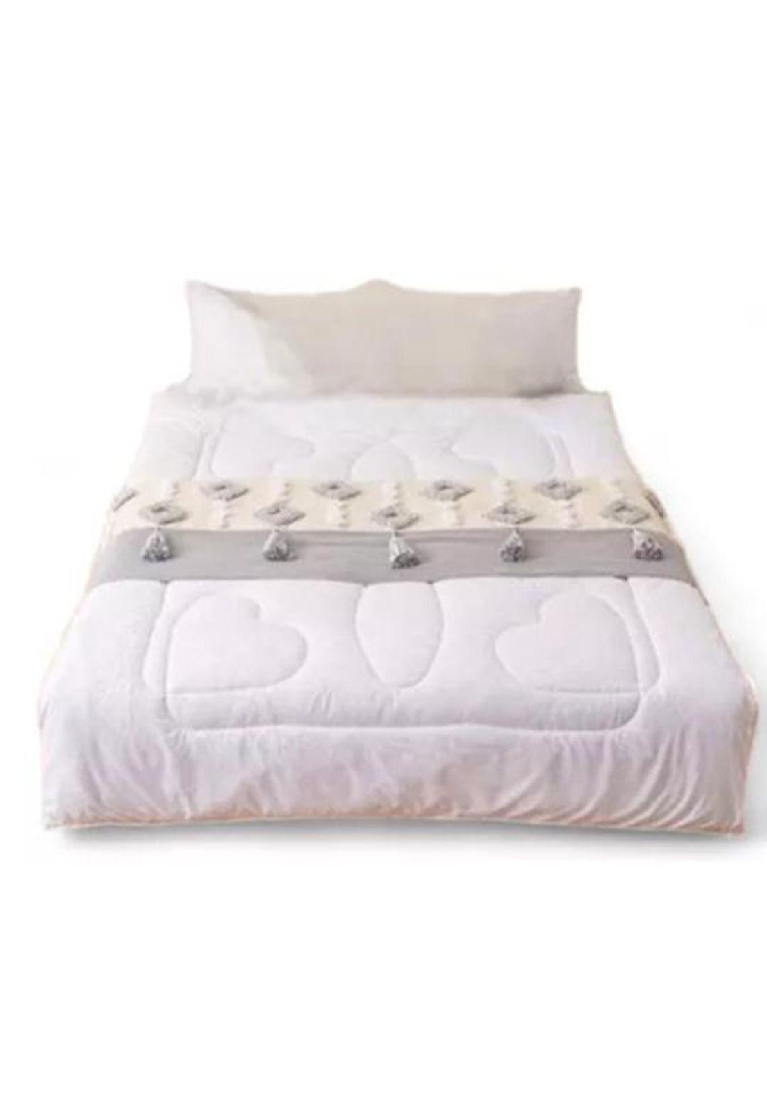 Piecera pie de cama boho bordada cama king y 2 plazas diseño 3 color blanco-1