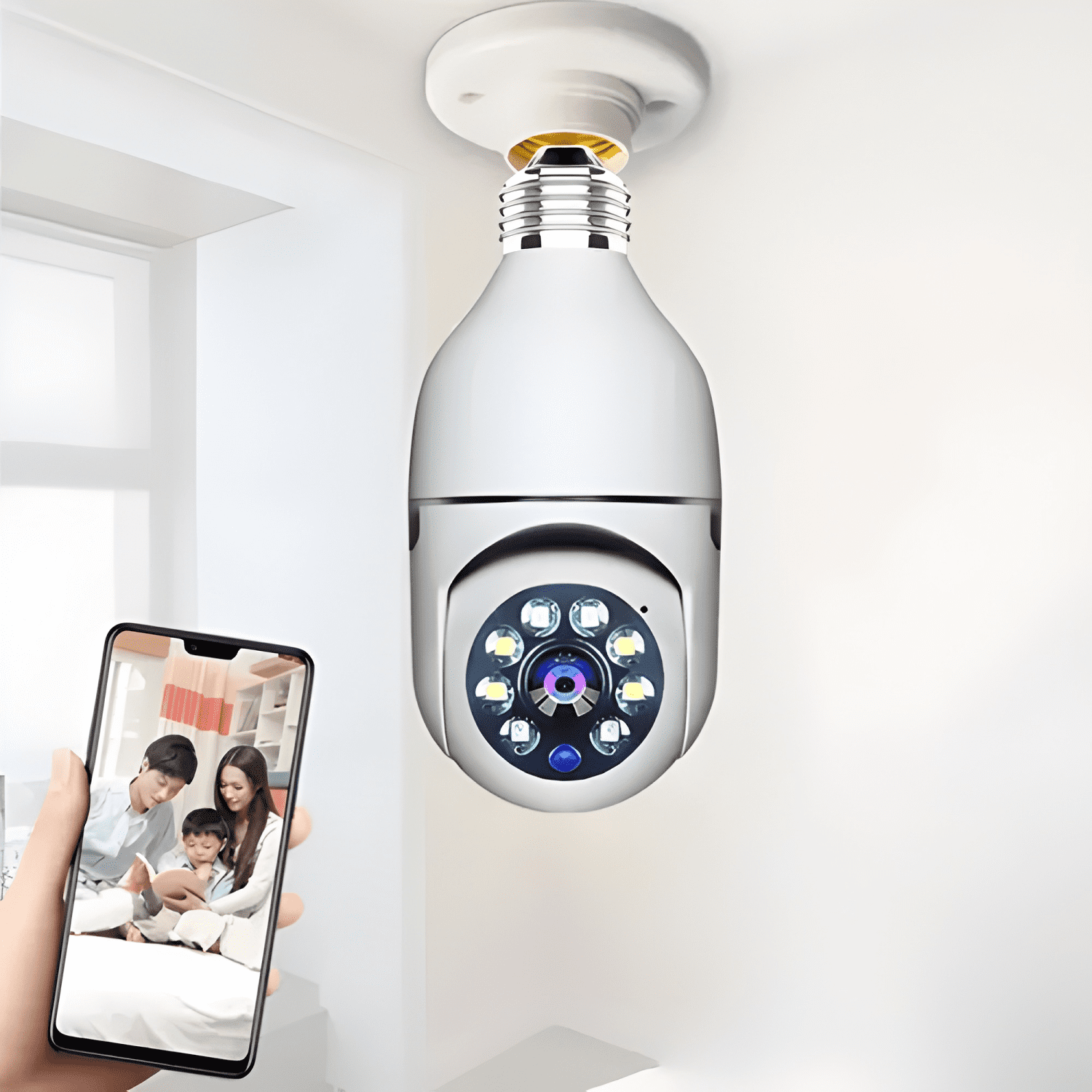 Cámara de Seguridad Ampolleta E27 Wifi Panorámica 360-3