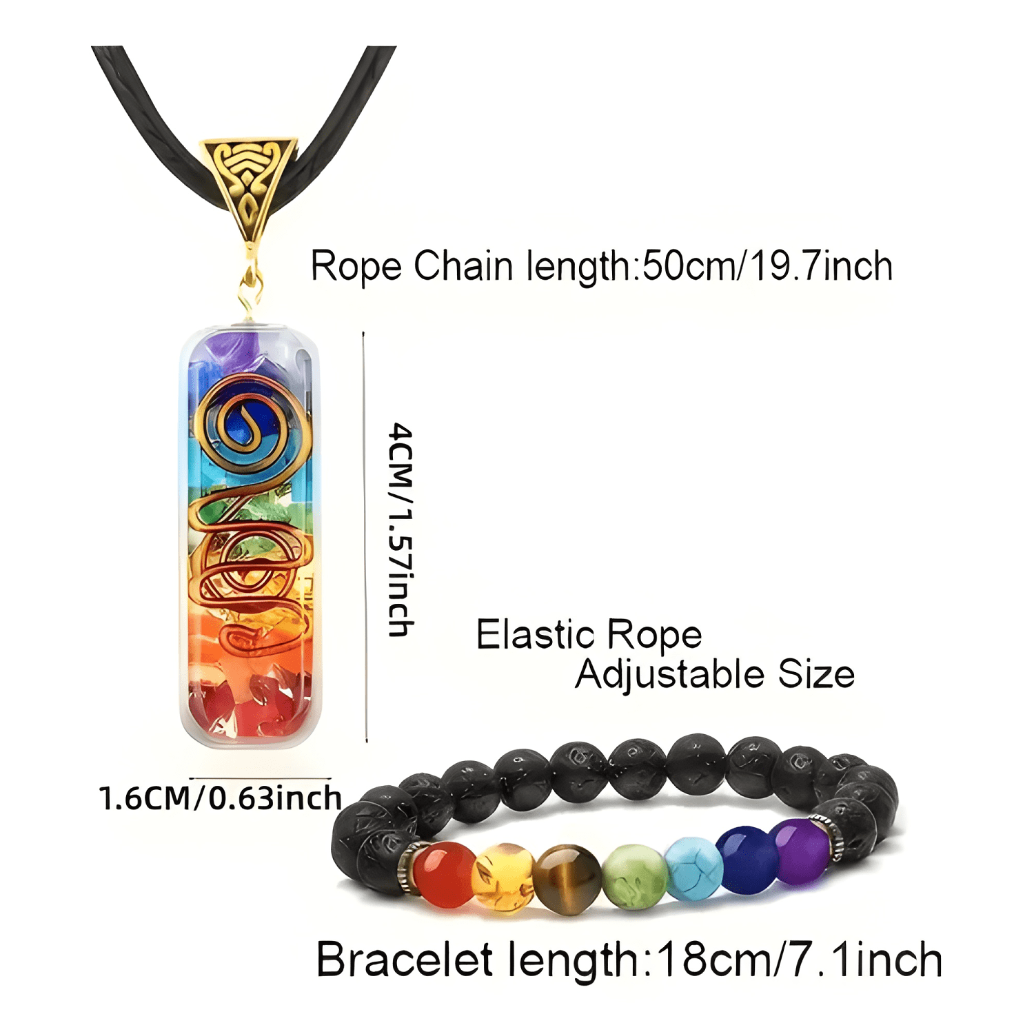 Pulsera y collar de siete chakras, pulsera de piedra de #2-3