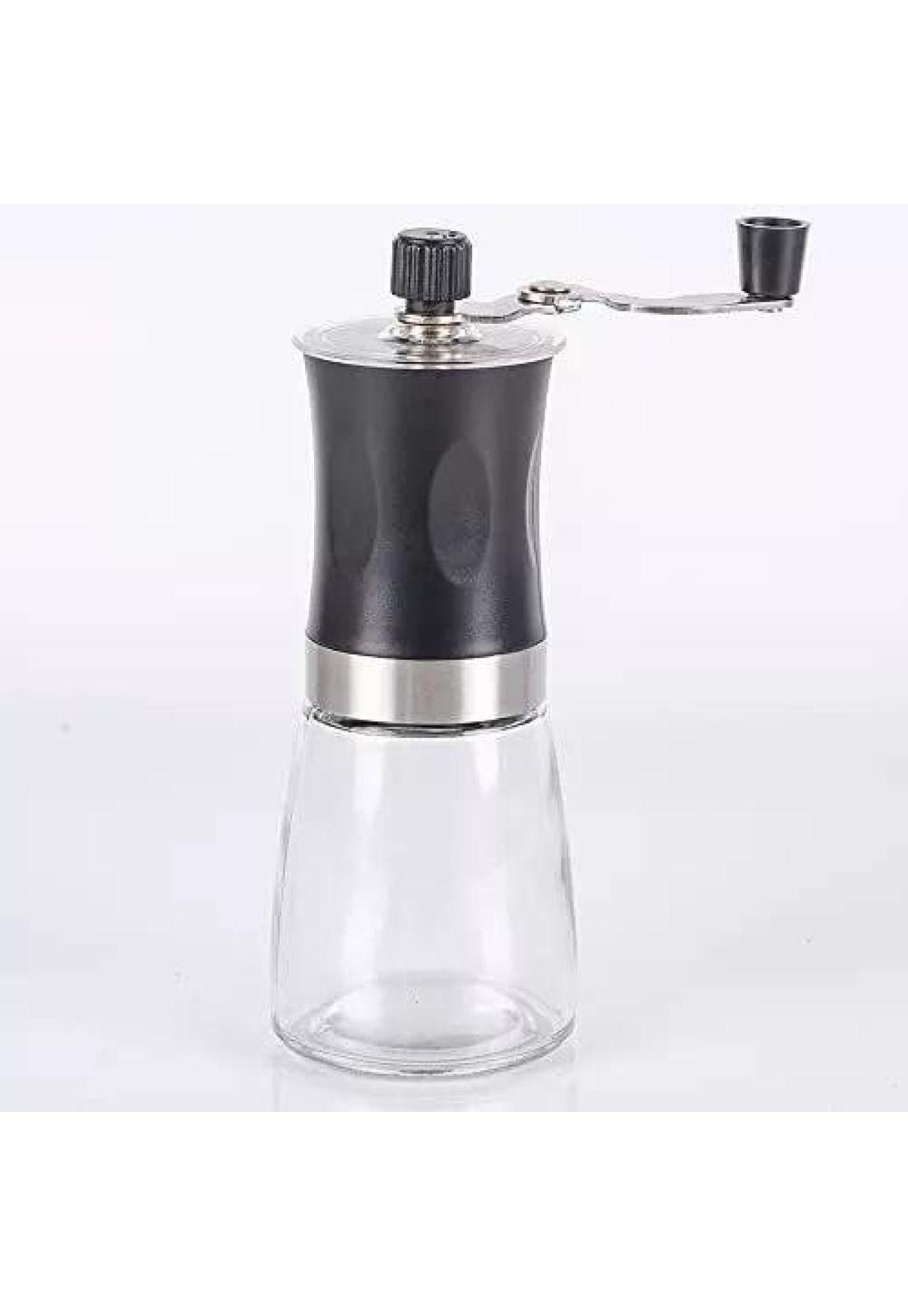 Moledor de café manual, molino de cerámica, molinillo de vidrio negro-3