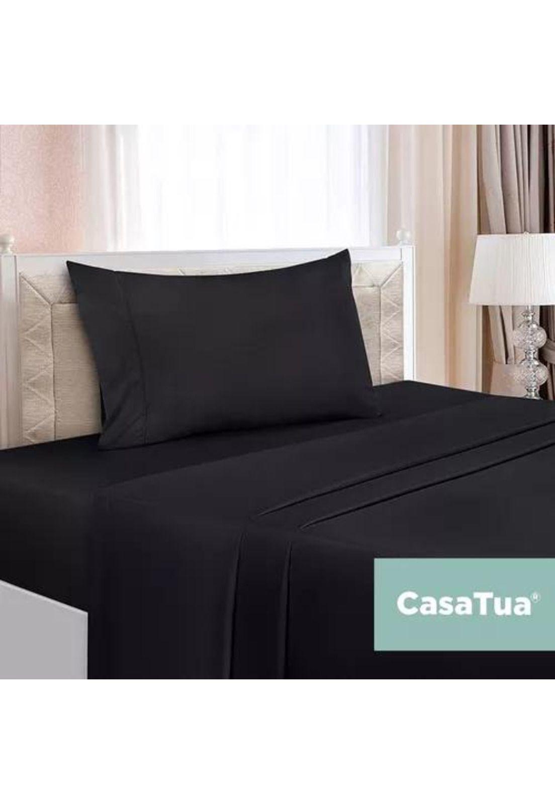 Sábana 1800 Ultra Suave + Funda Bordada - 1.5 Plazas Color Negro-6
