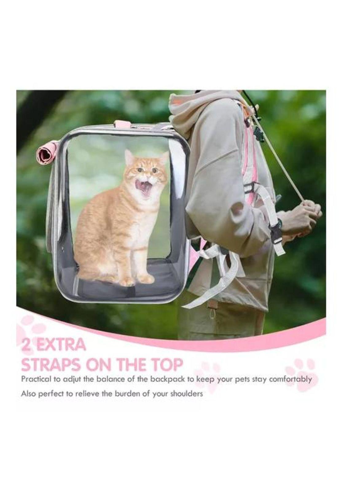 Bolso mochila porta perros jaula transporte perros y gatos rosado-4