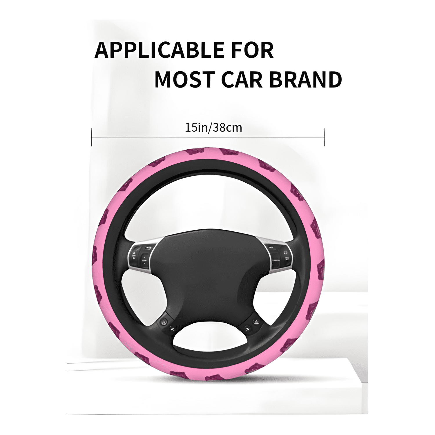 Funda Cubre Volante Auto Tela Diseño Bordado Universal Mujer-3