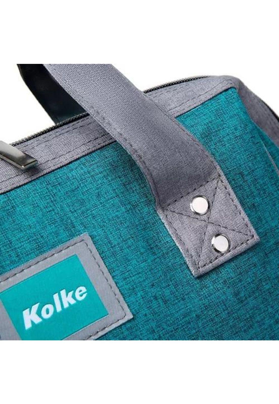 Mochila para notebook Kolke impermeable con puerto USB azul petróleo-2