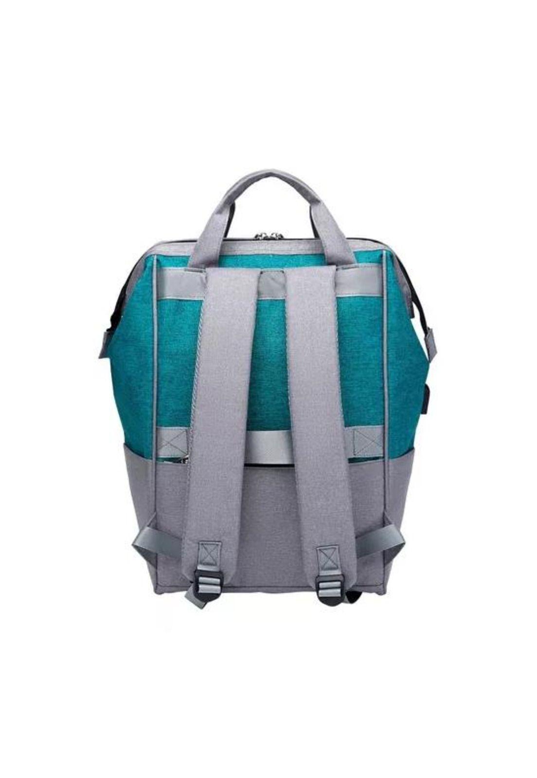 Mochila para notebook Kolke impermeable con puerto USB azul petróleo-3
