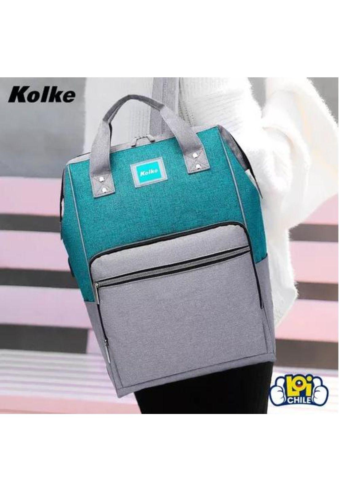 Mochila para notebook Kolke impermeable con puerto USB azul petróleo-5
