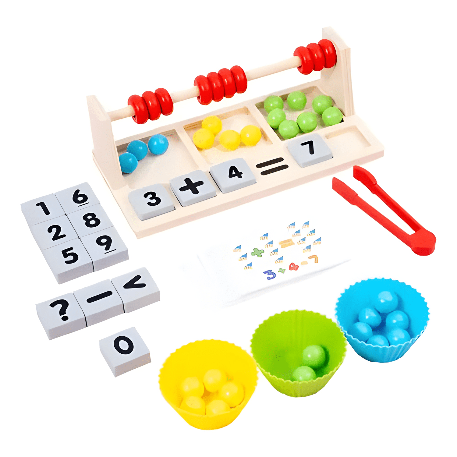 Ábaco de madera montessori matemáticas y motricidad fina #3-0
