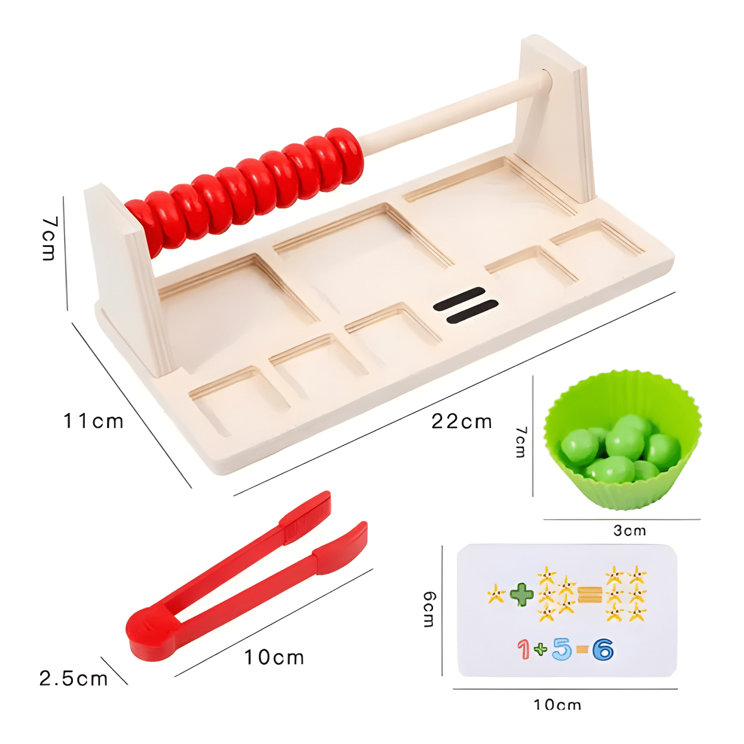 Ábaco de madera montessori matemáticas y motricidad fina #3-4