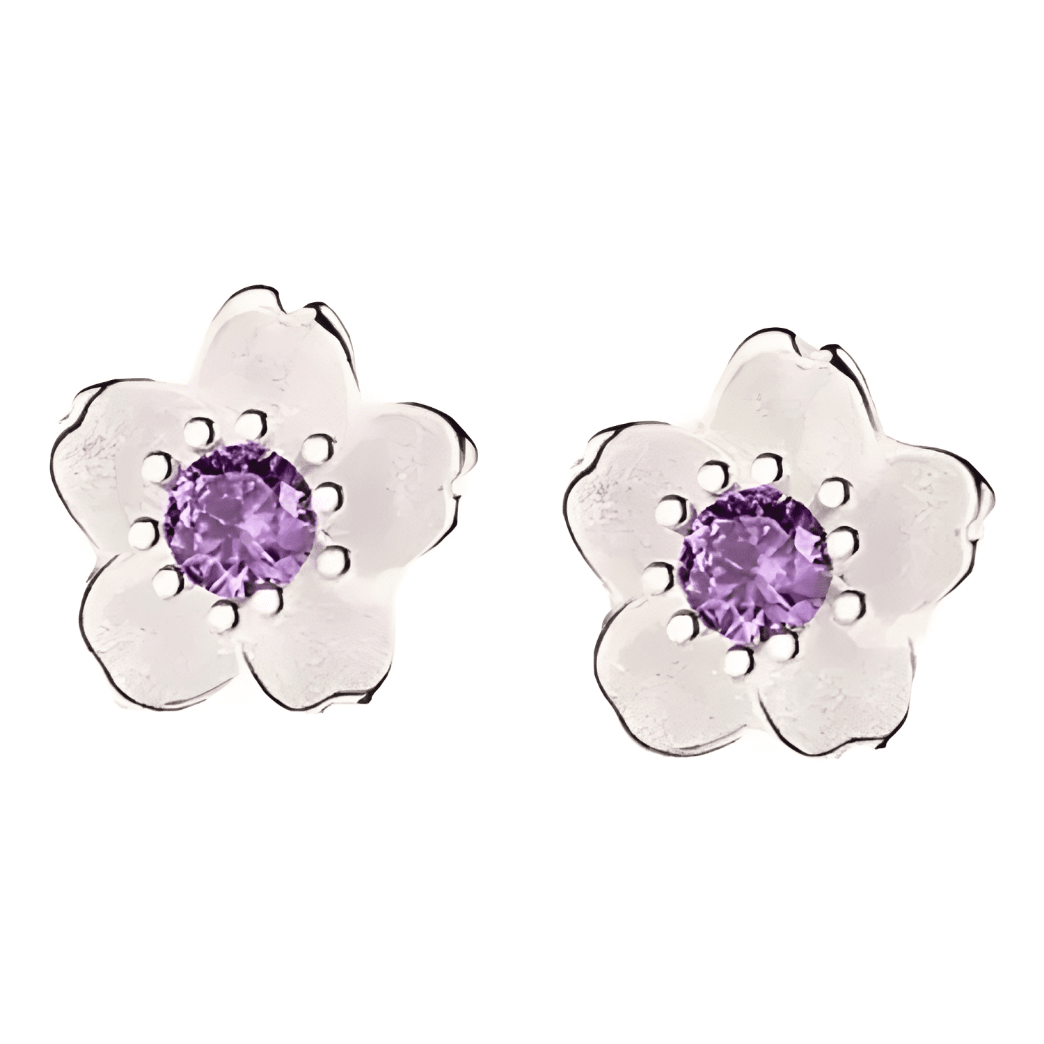 Aros Flor De Cerezo De Plata Esterlina-0