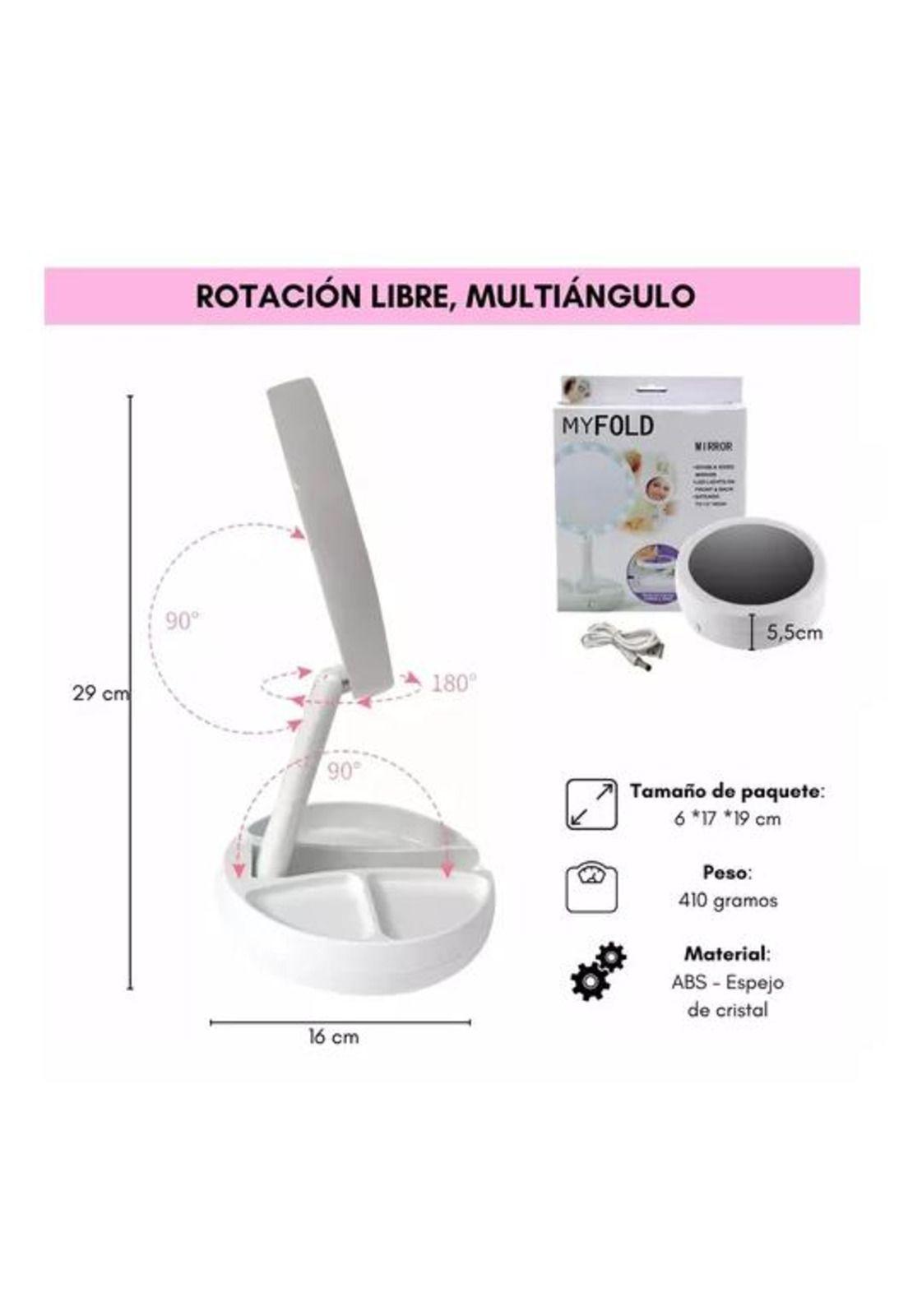 Espejo con Luz LED para Maquillaje Plegable y Aumento X10-4