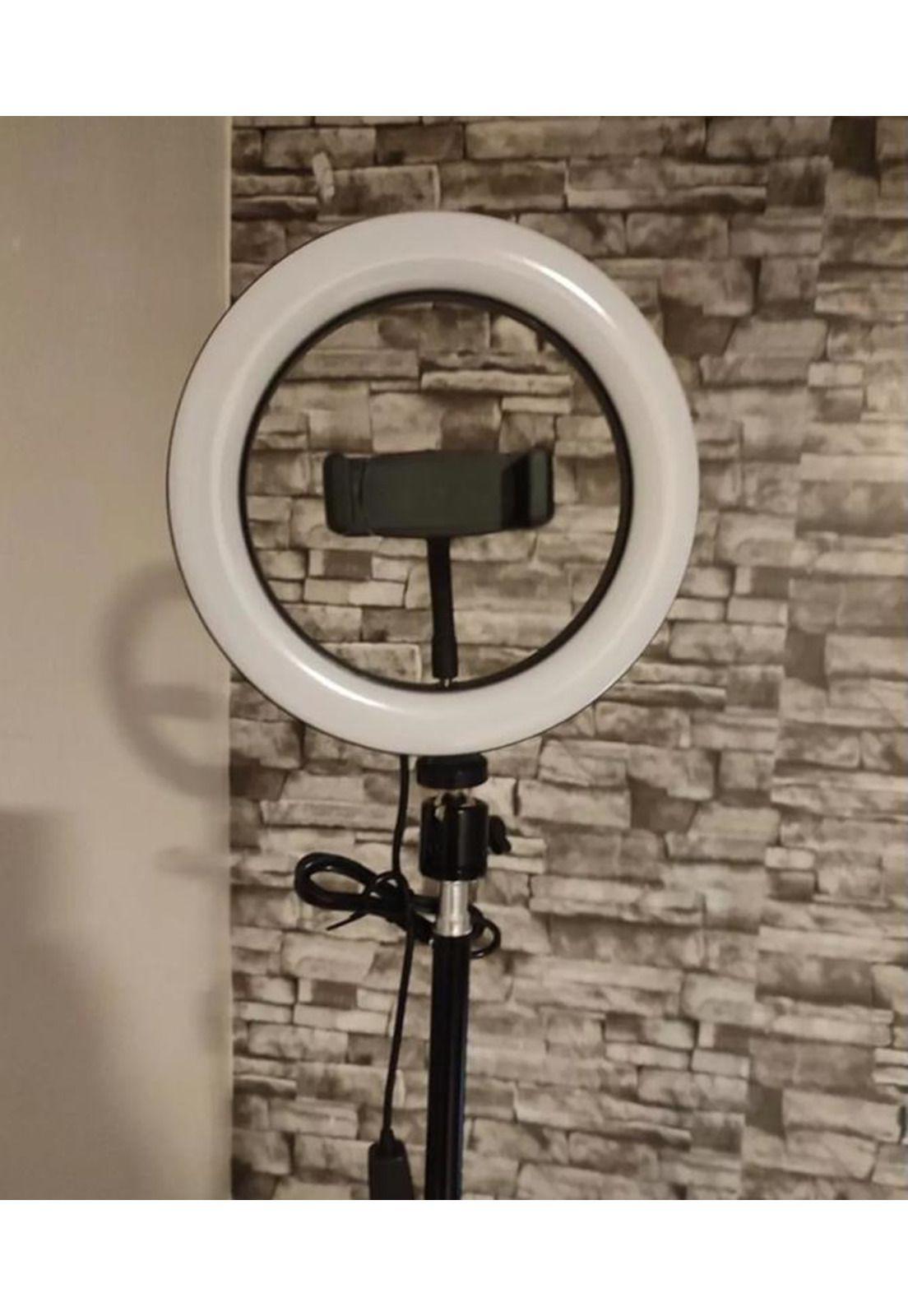 Anillo aro luz LED fotografía 26 cm + trípode ajustable, estructura negra, luz blanco frío-4