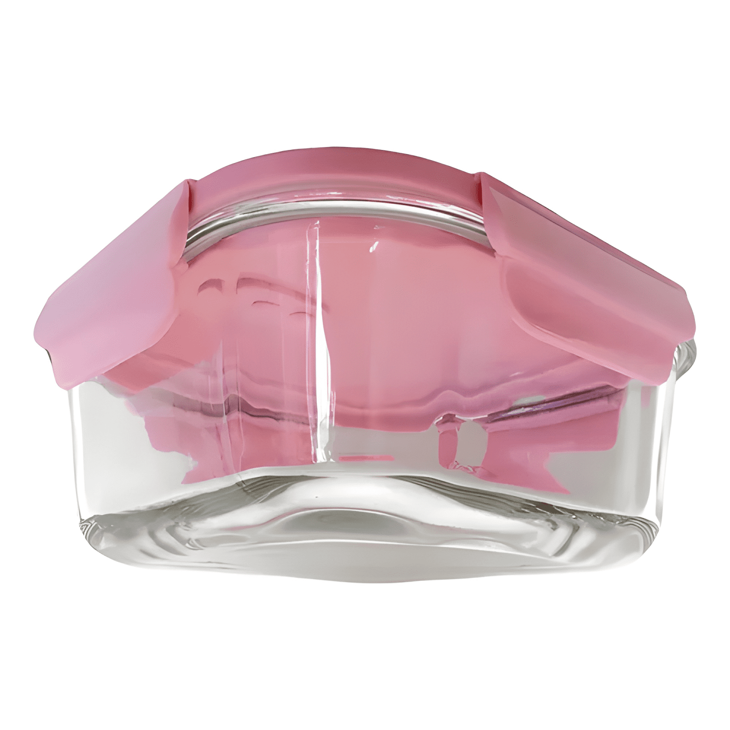 Tupper vidrio hermético cuadrado 800 ml, tapa rosa-2