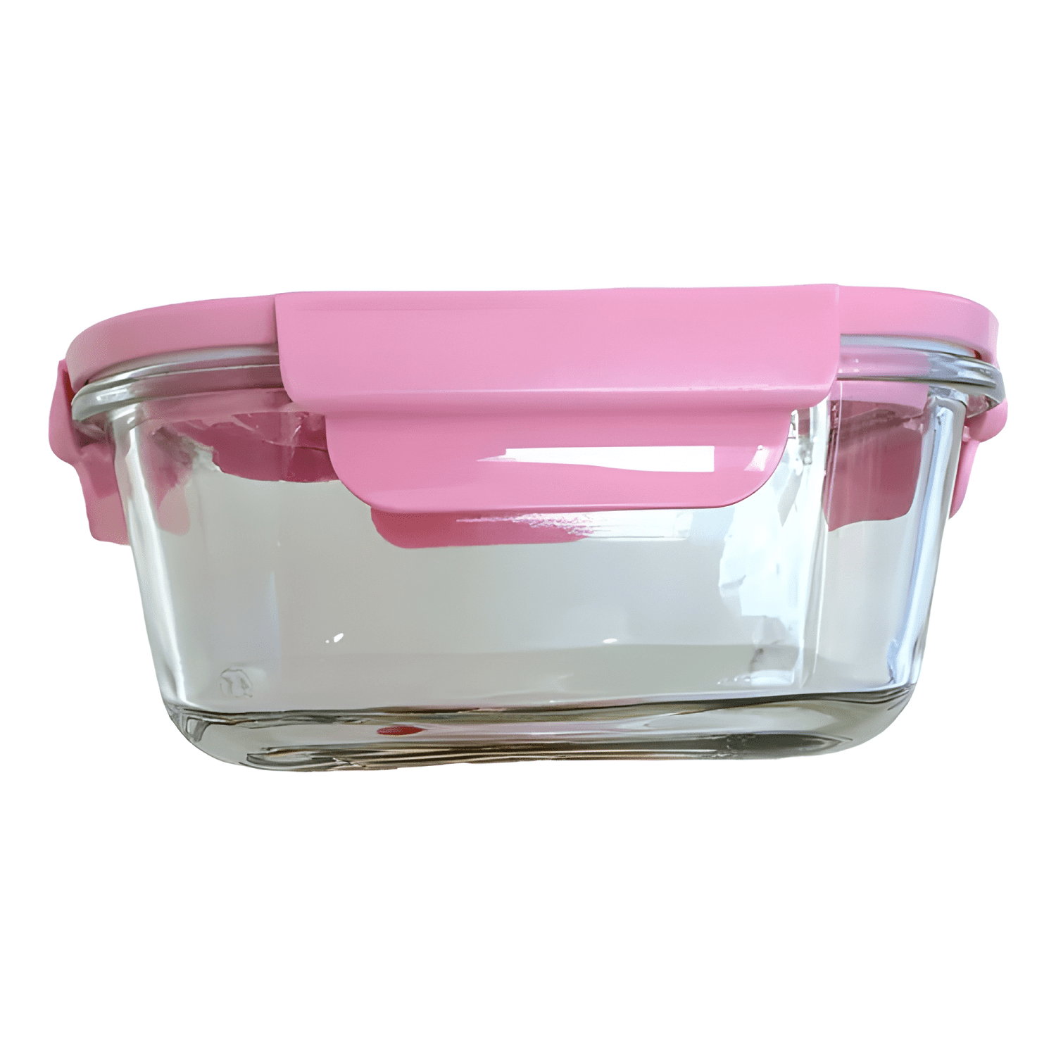 Tupper vidrio hermético cuadrado 800 ml, tapa rosa-3