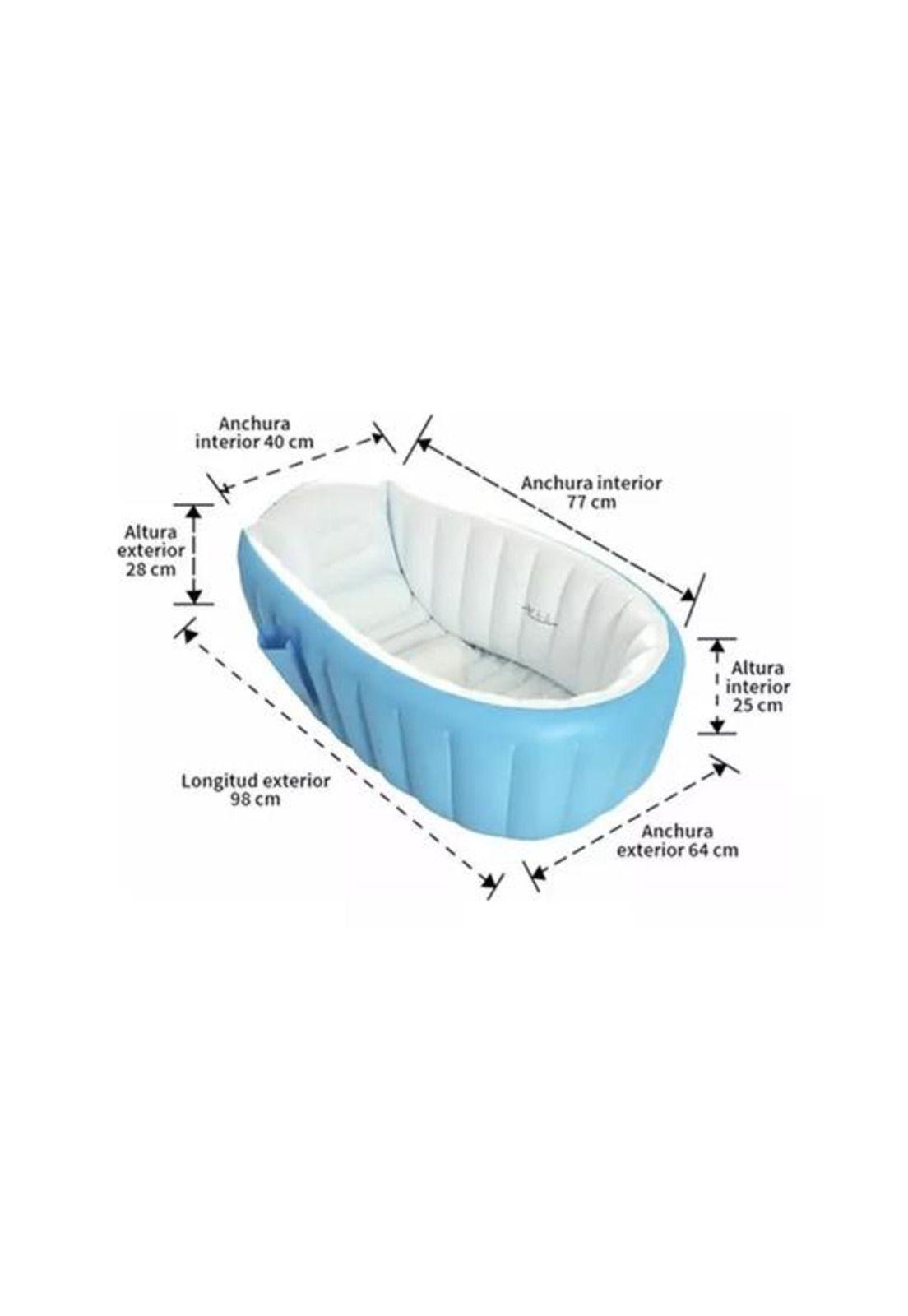 Bañera inflable portátil tina para bebés, color azul-4