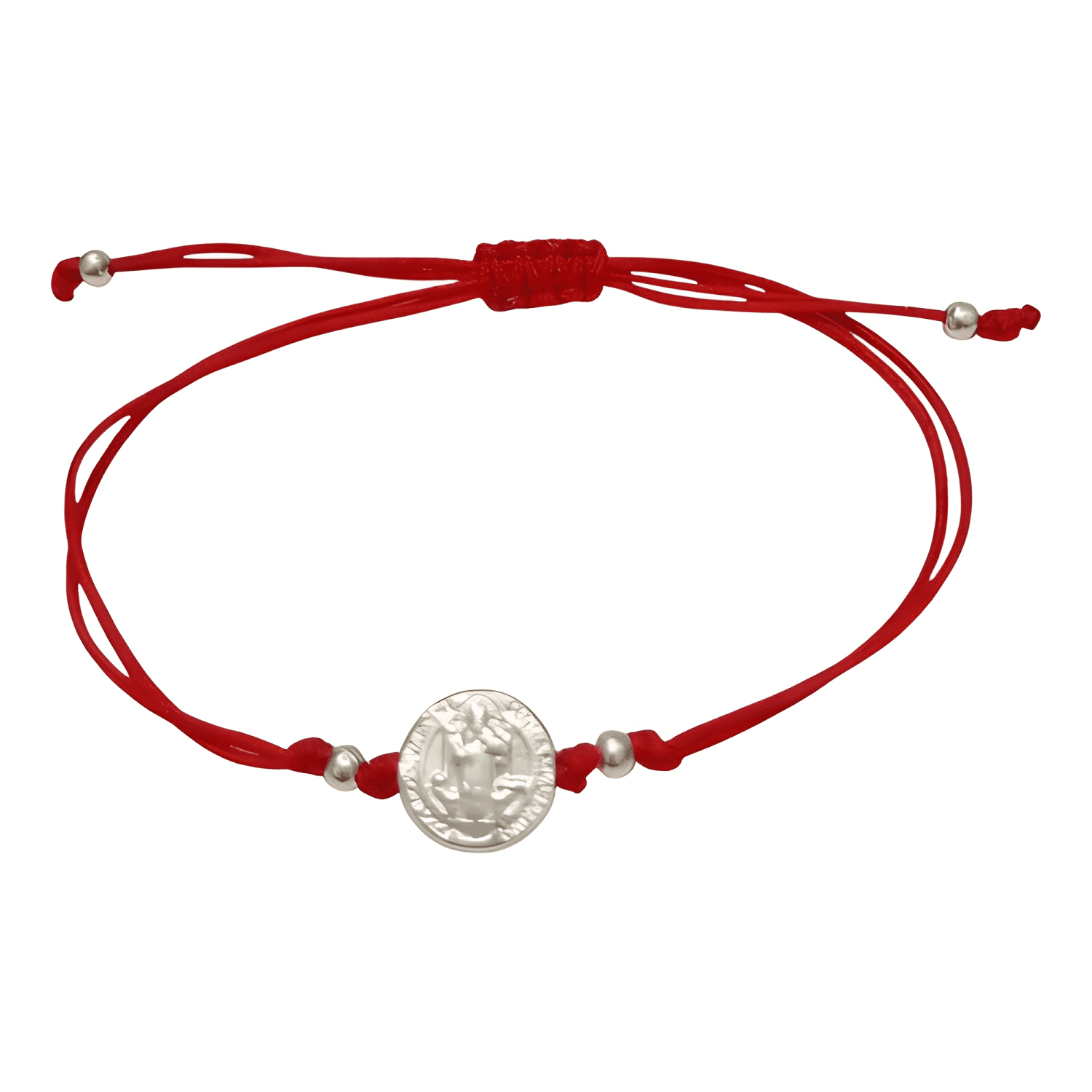 Pulsera de protección medalla san benito plata 925 hilo Roja-4