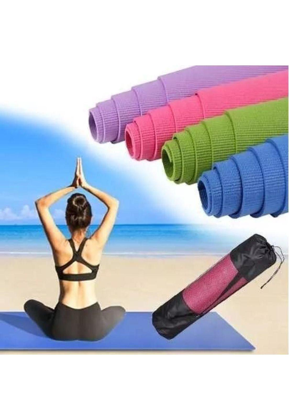 Colchoneta de Yoga - Manta con Bolso de Deporte, 4 mm, 173x61 cm, Color Negro-3