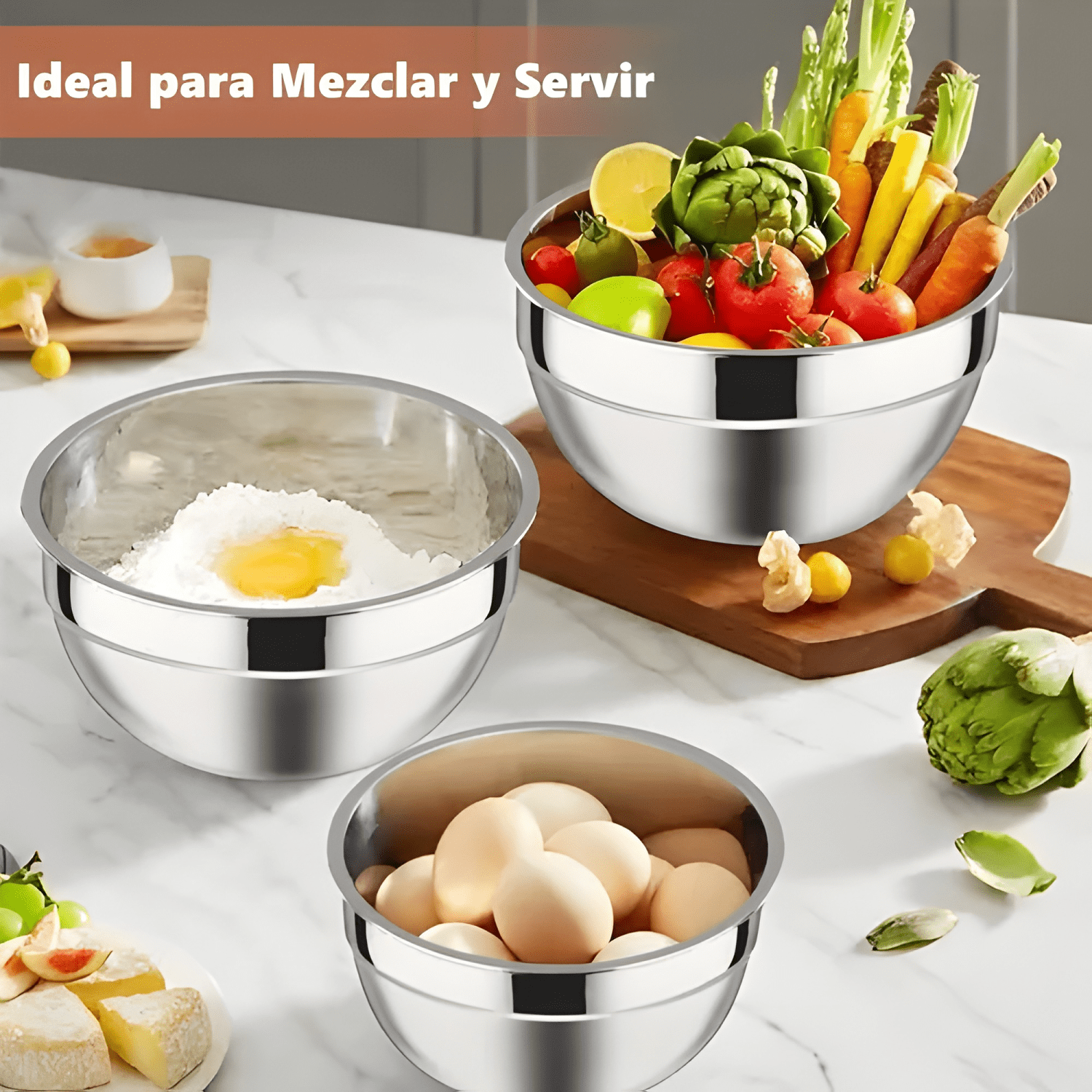 Bowl metálico para reposteria de acero inoxidable ensaladera-2