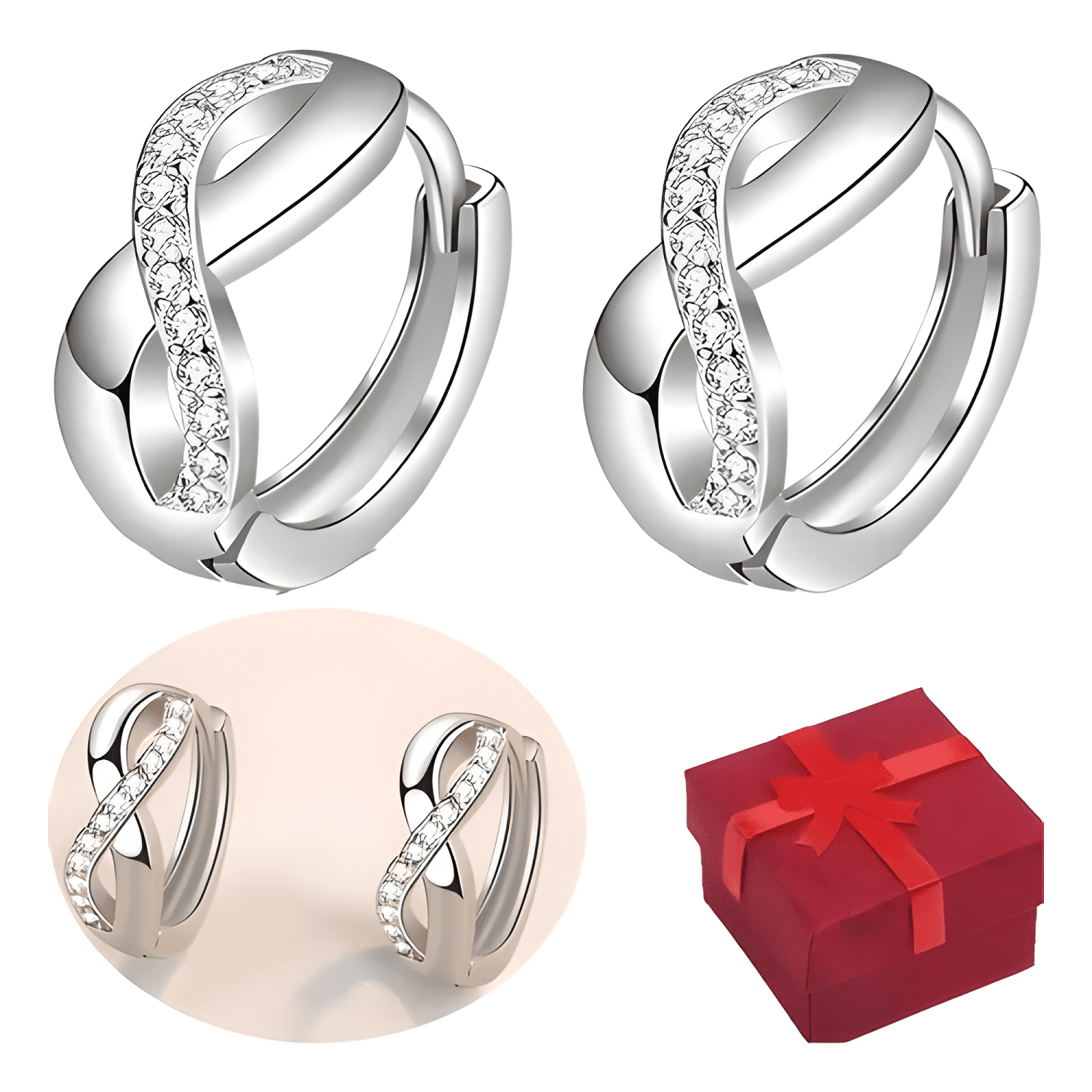 Aros Plata 925 Infinito Pendientes Mujer Regalo Joya Argolla-0