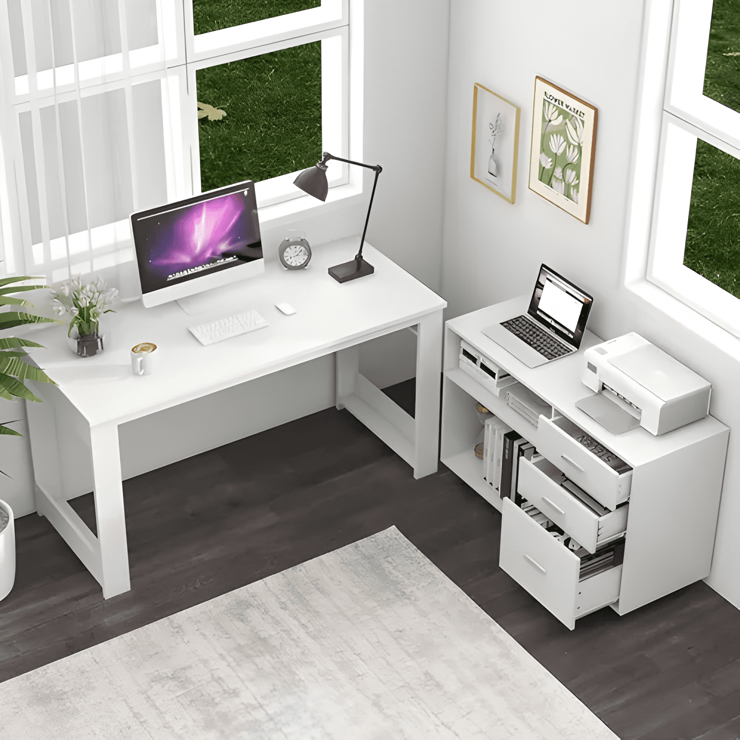Escritorio multifuncional con archivero transformable 140cm-1
