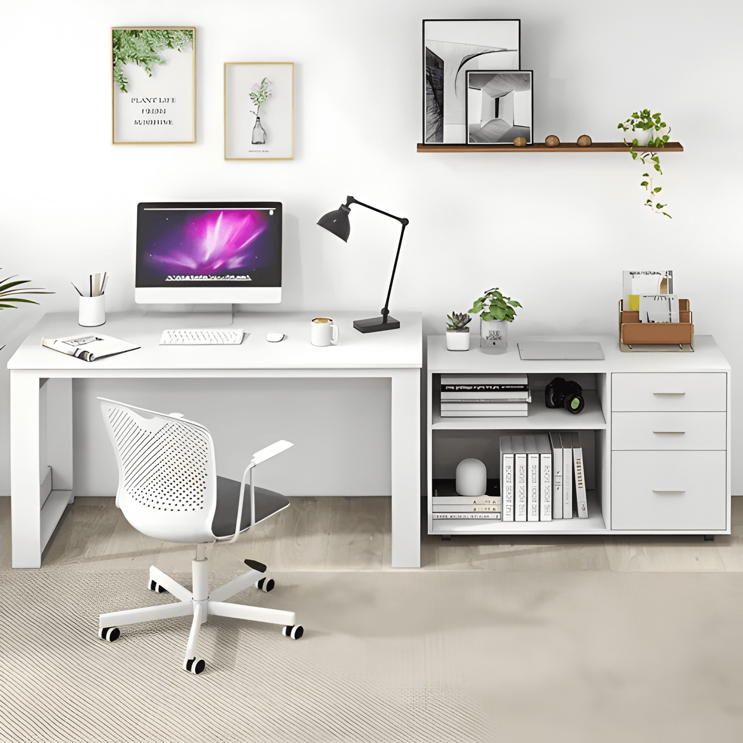 Escritorio multifuncional con archivero transformable 140cm-2
