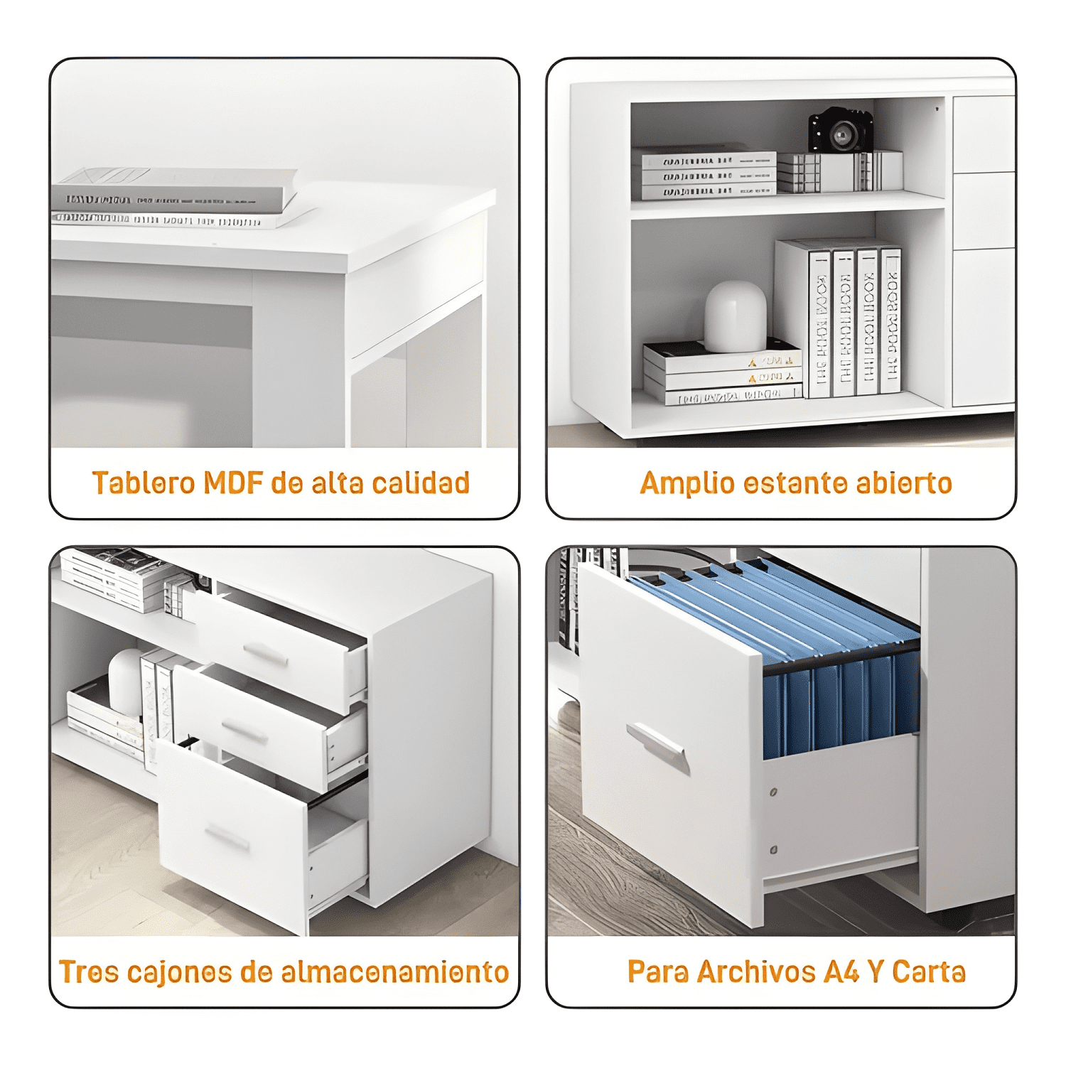 Escritorio multifuncional con archivero transformable 140cm-4