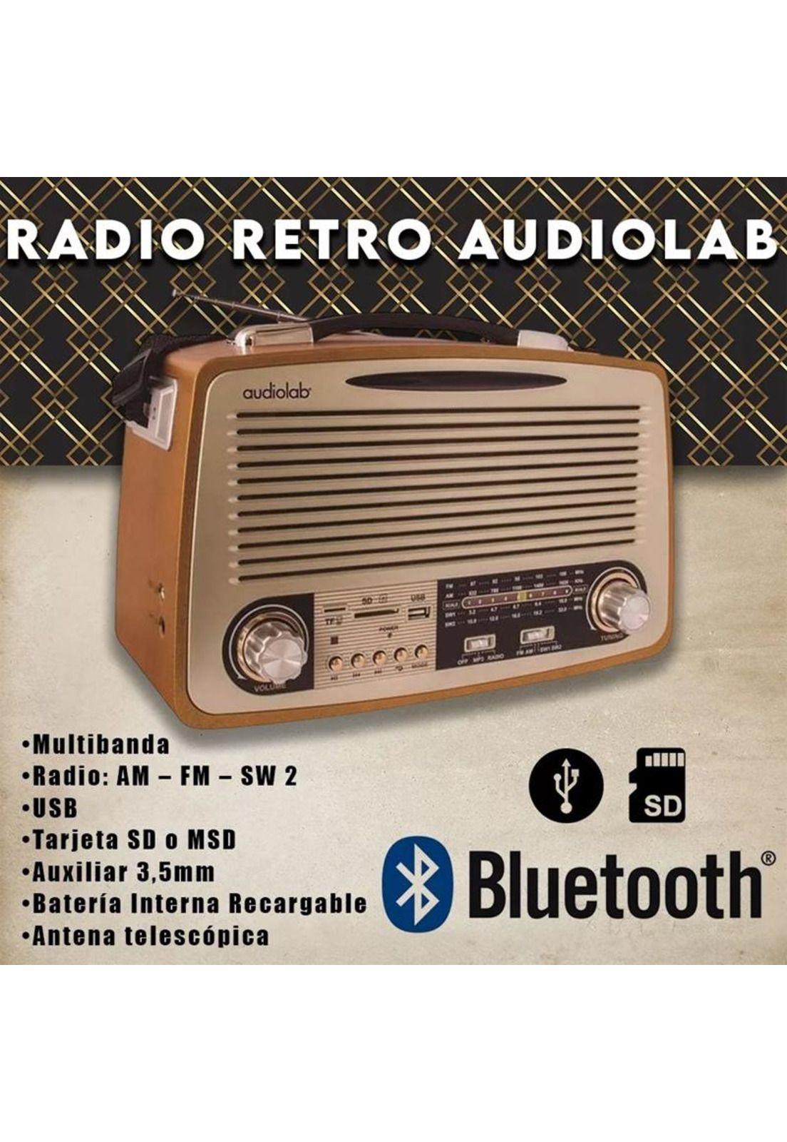 Radio retro Bluetooth 01 Audiolab, color marrón-2
