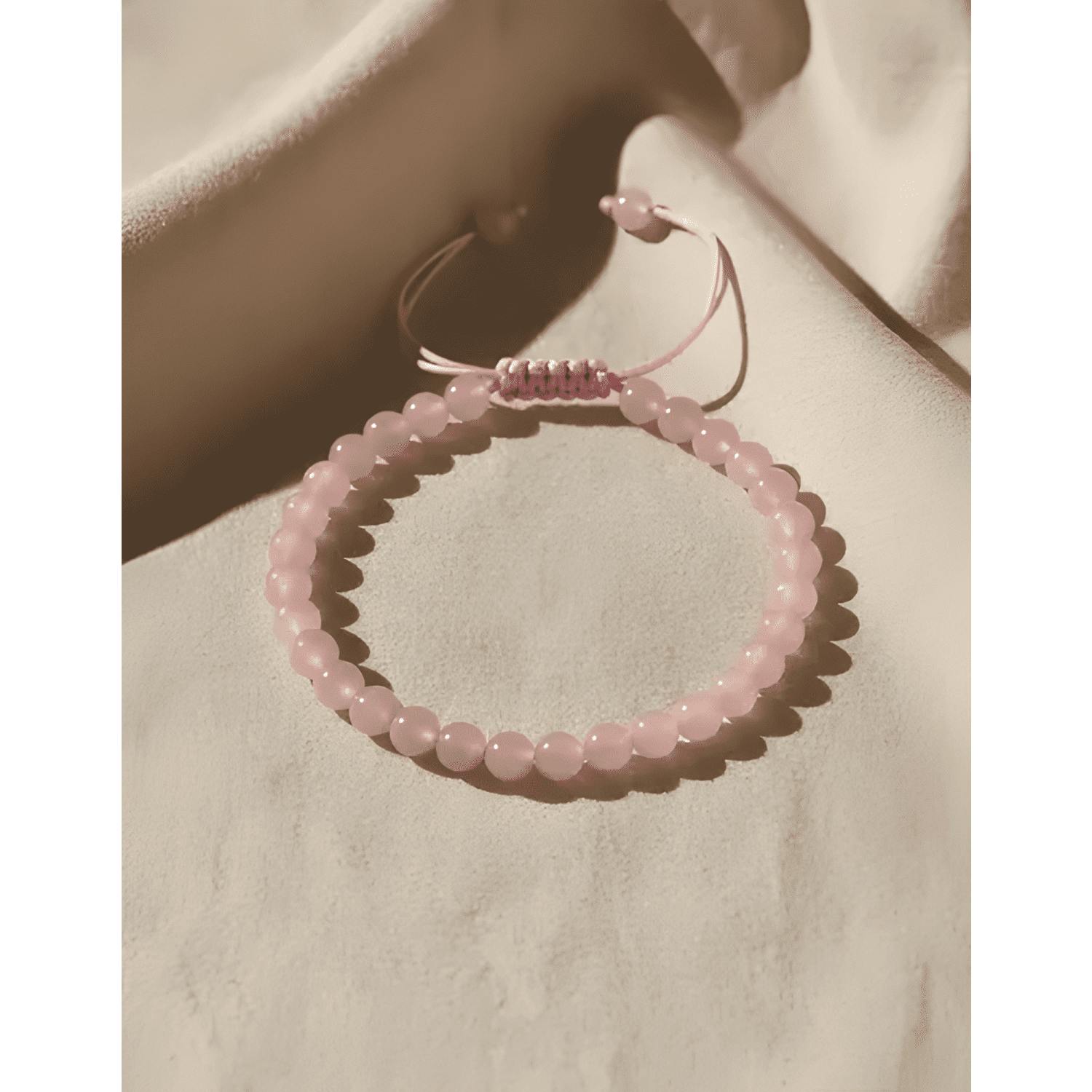 Pulsera piedra cuarzo natural ajustable protección Rosado-1