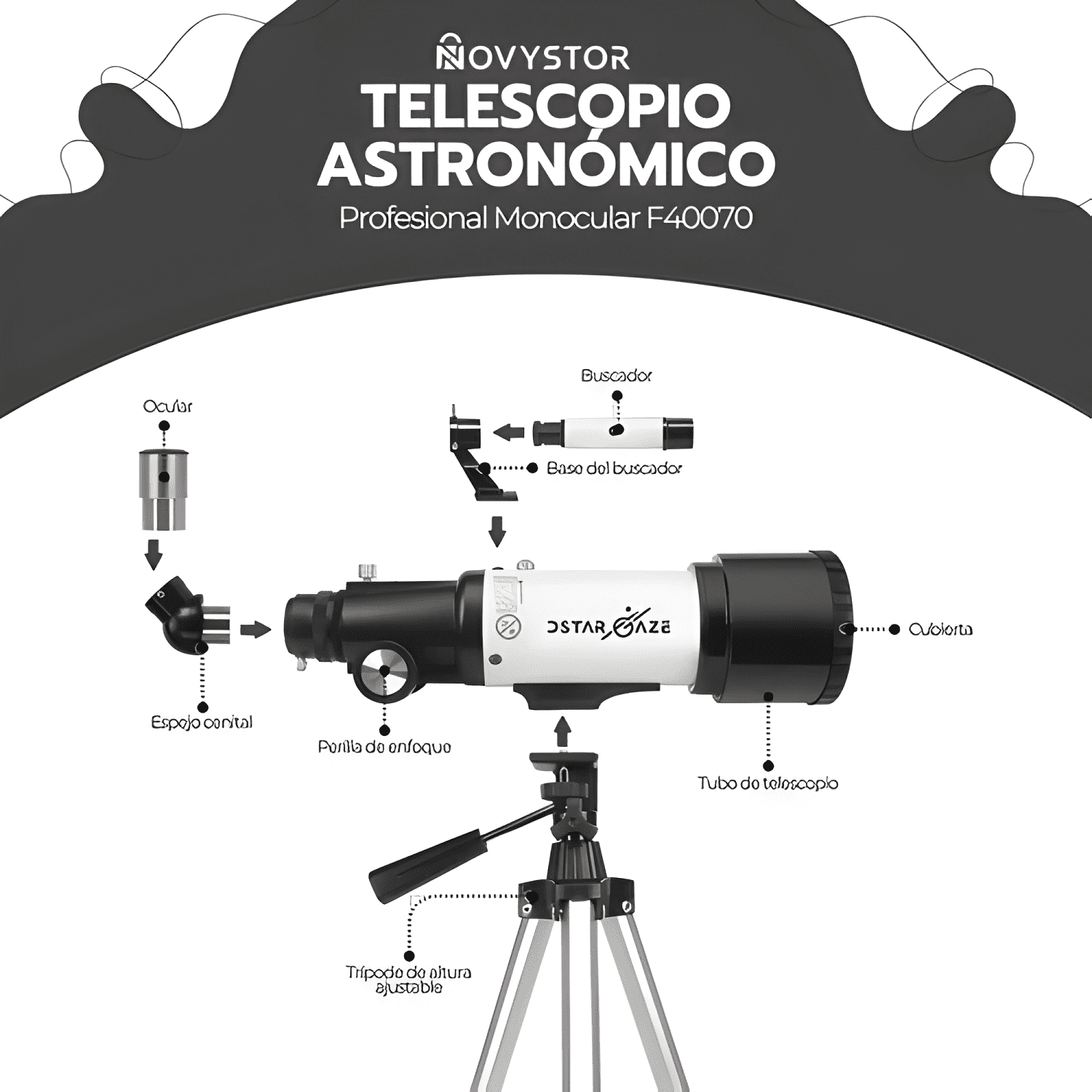 Telescopio Astronómico Profesional Monocular F40070 Max Max-2