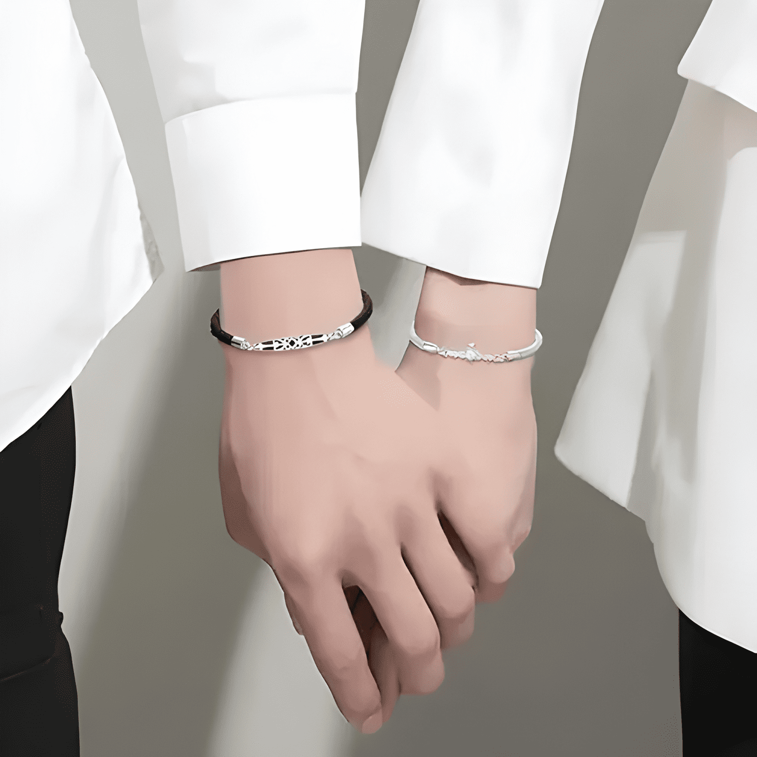 Pulsera de pareja princesa caballero circonita plata 925-2