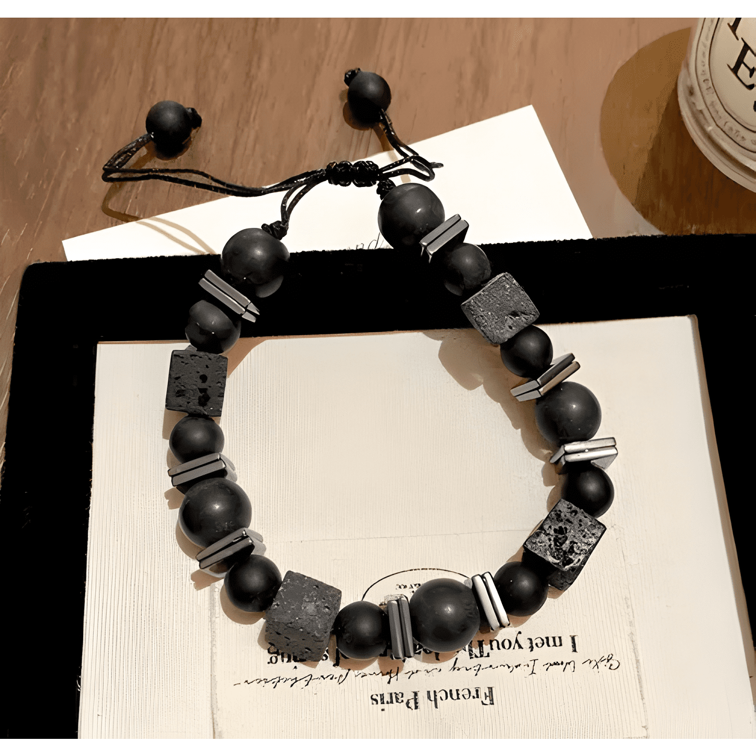 Pulsera turmalina ajustable protección anti estrés ansiedad-4
